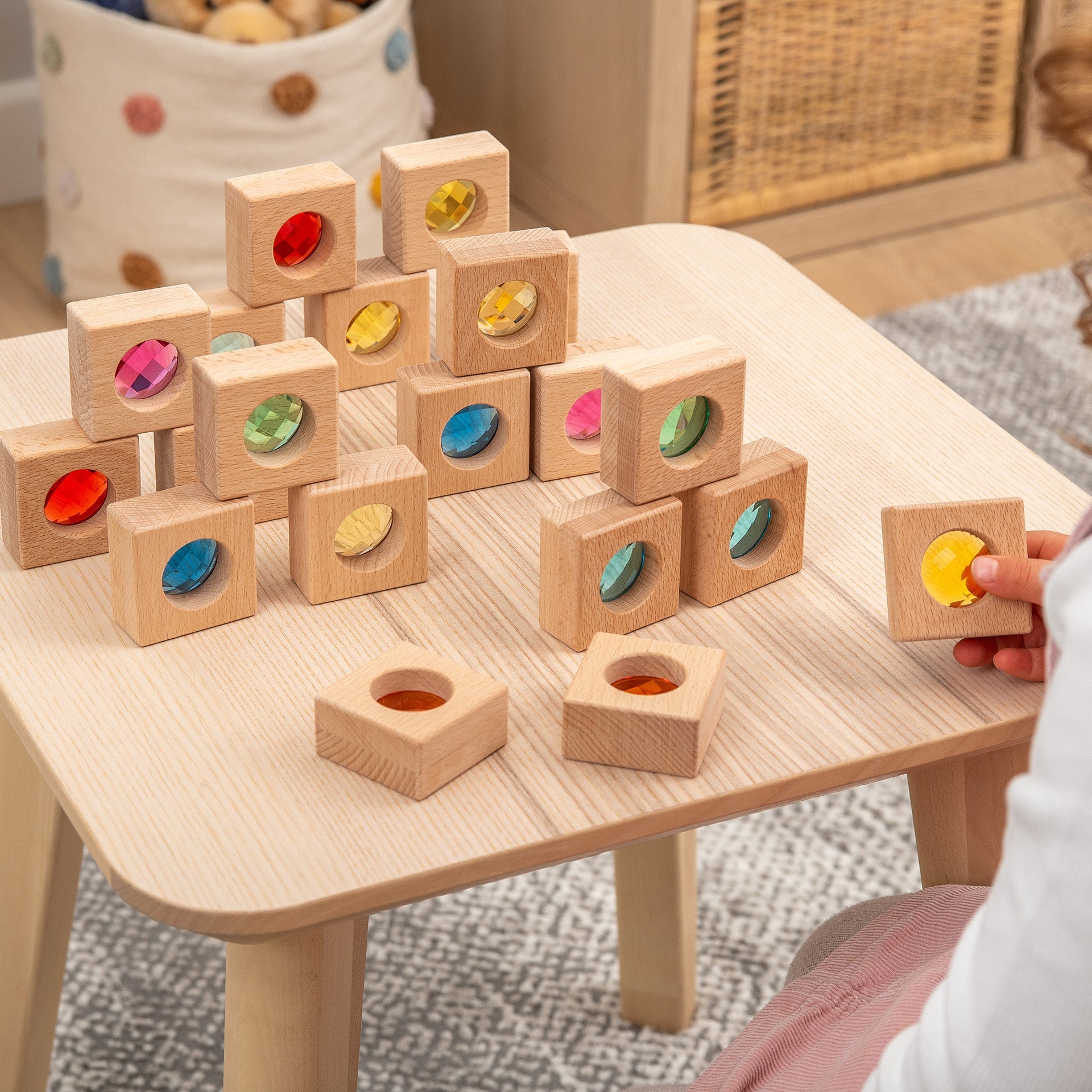 Tickit Wooden Kaleidoscope Blocks cubetti legno 20 pezzi sensoriali
