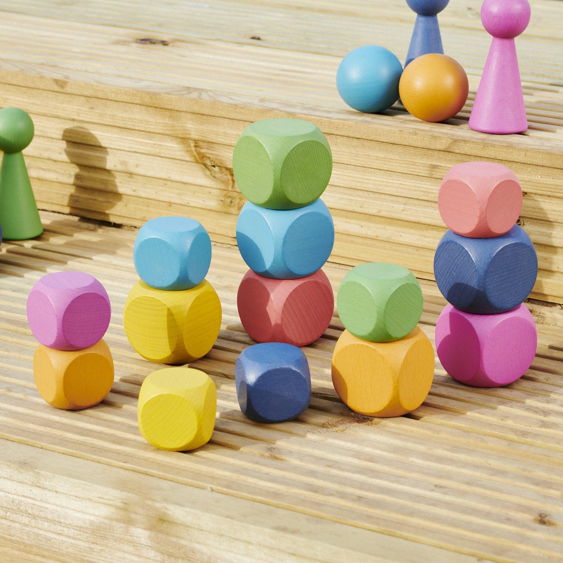 Tickit Rainbow Wooden Cubes cubi legno arcobaleno 14 pezzi