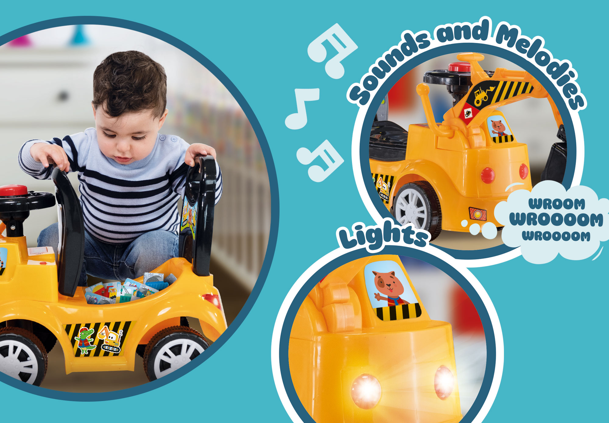 Lisciani Carotina Baby Ride On Bulldozer ruspa cavalcabile sonora