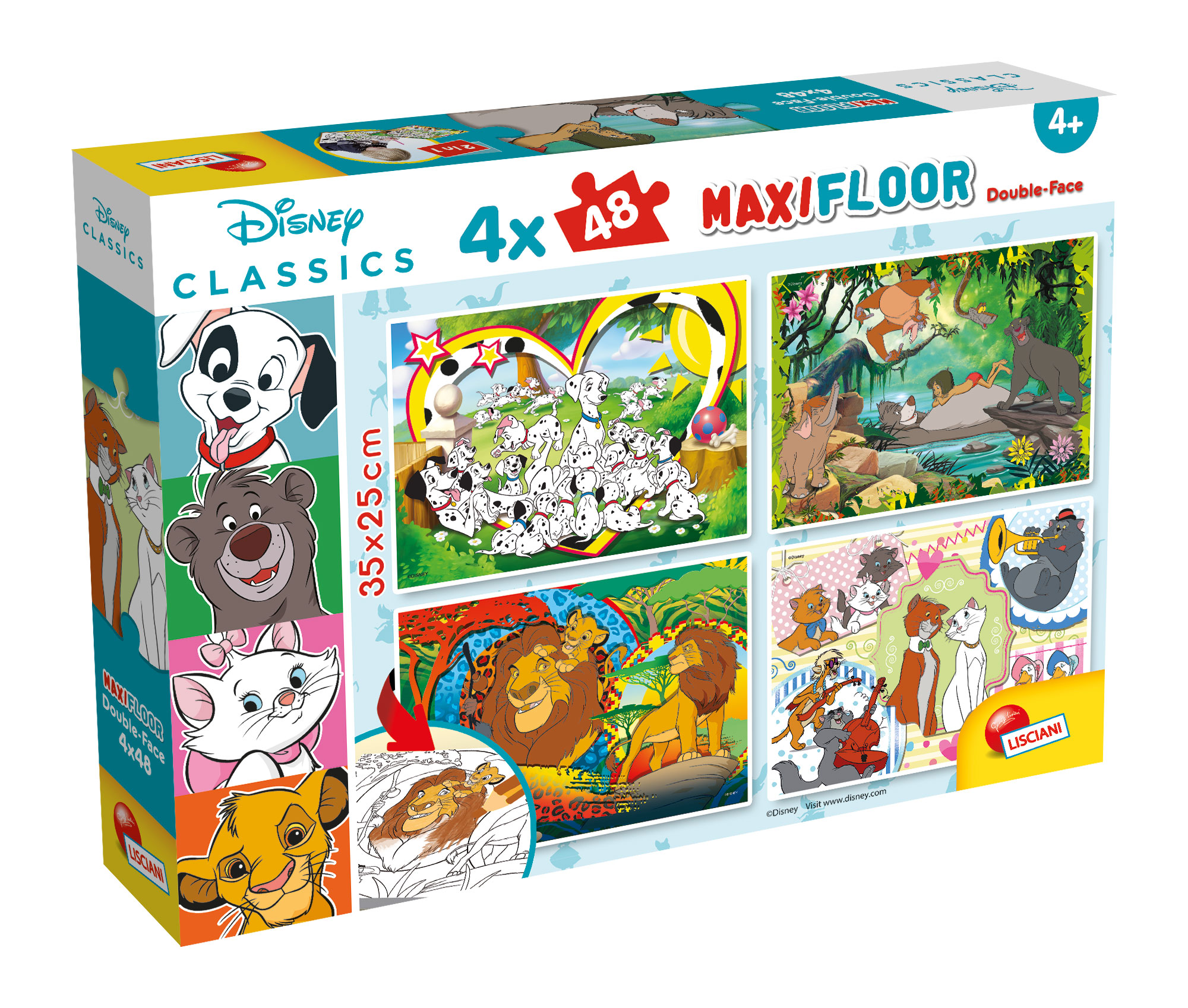Lisciani Disney Maxifloor 4x48 puzzle bambini Classic Misto double-face