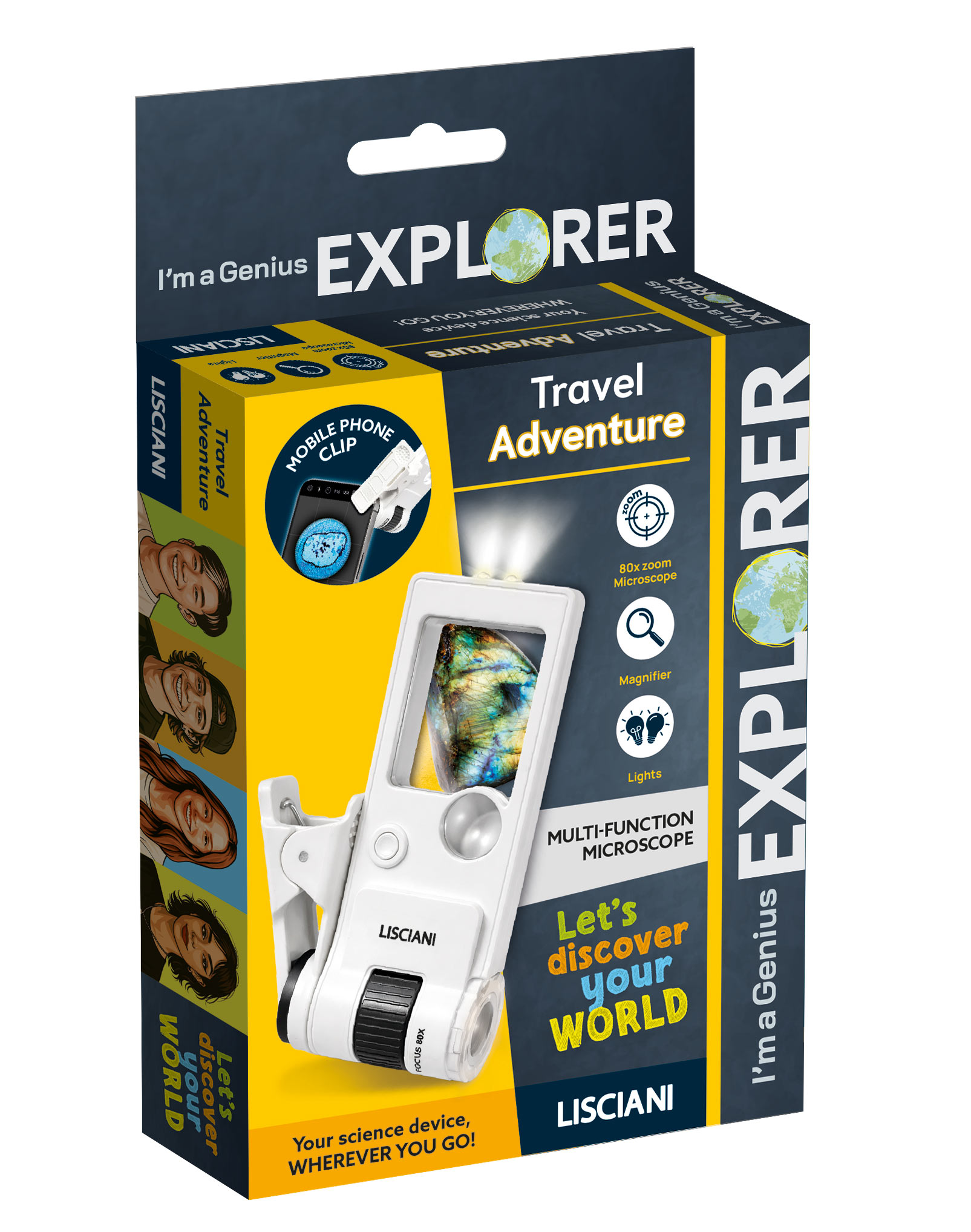 Lisciani I'm a Genius Explorer Travel Adventure microscopio 80x