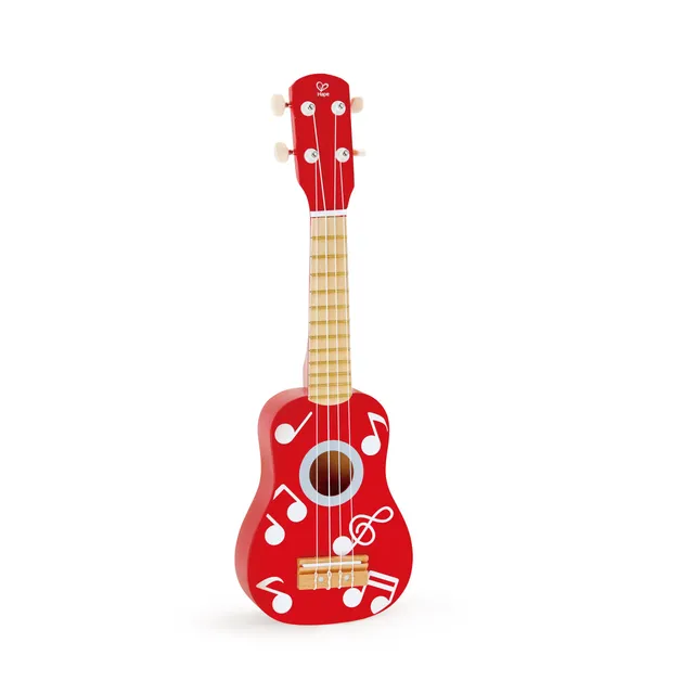 Hape E0603 ukulele in legno rosso accordabile dai 3 anni