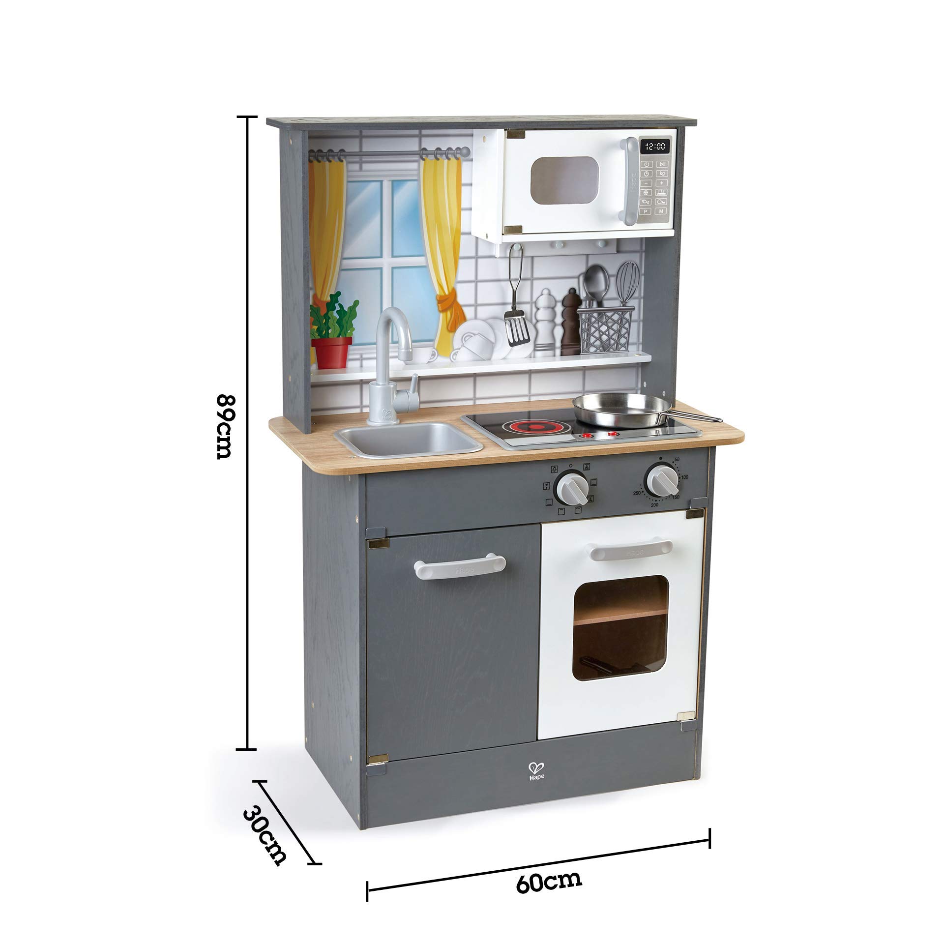 Hape E3166 Cucina Grigia giocattolo in legno con luci e suoni