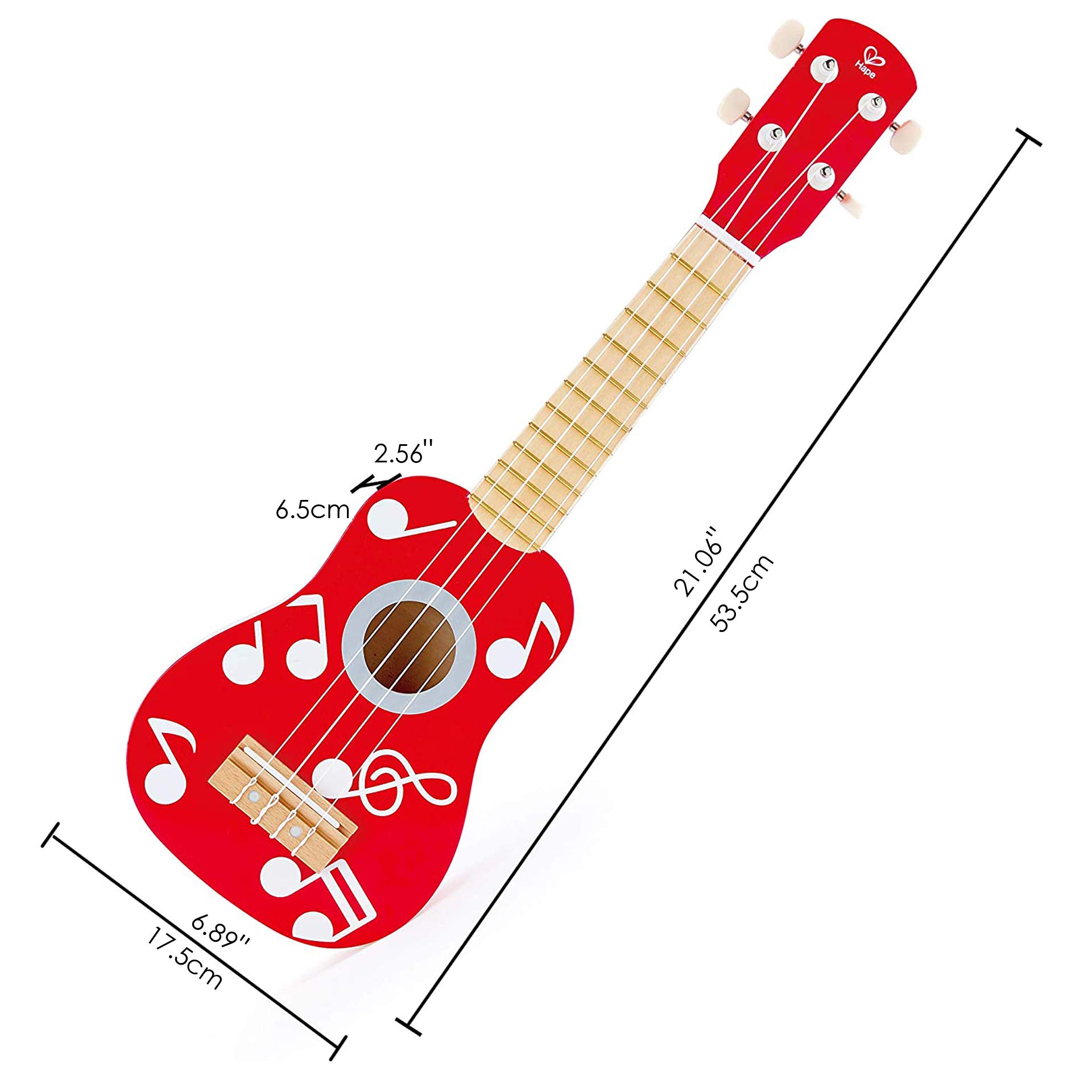 Hape E0603 ukulele in legno rosso accordabile dai 3 anni