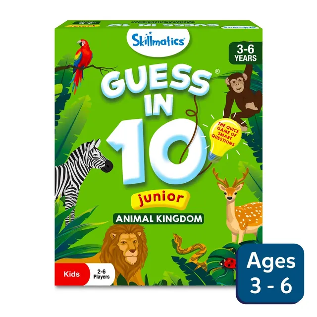 Skillmatics Guess in 10 Junior Animal Kingdom gioco carte 3-6 anni