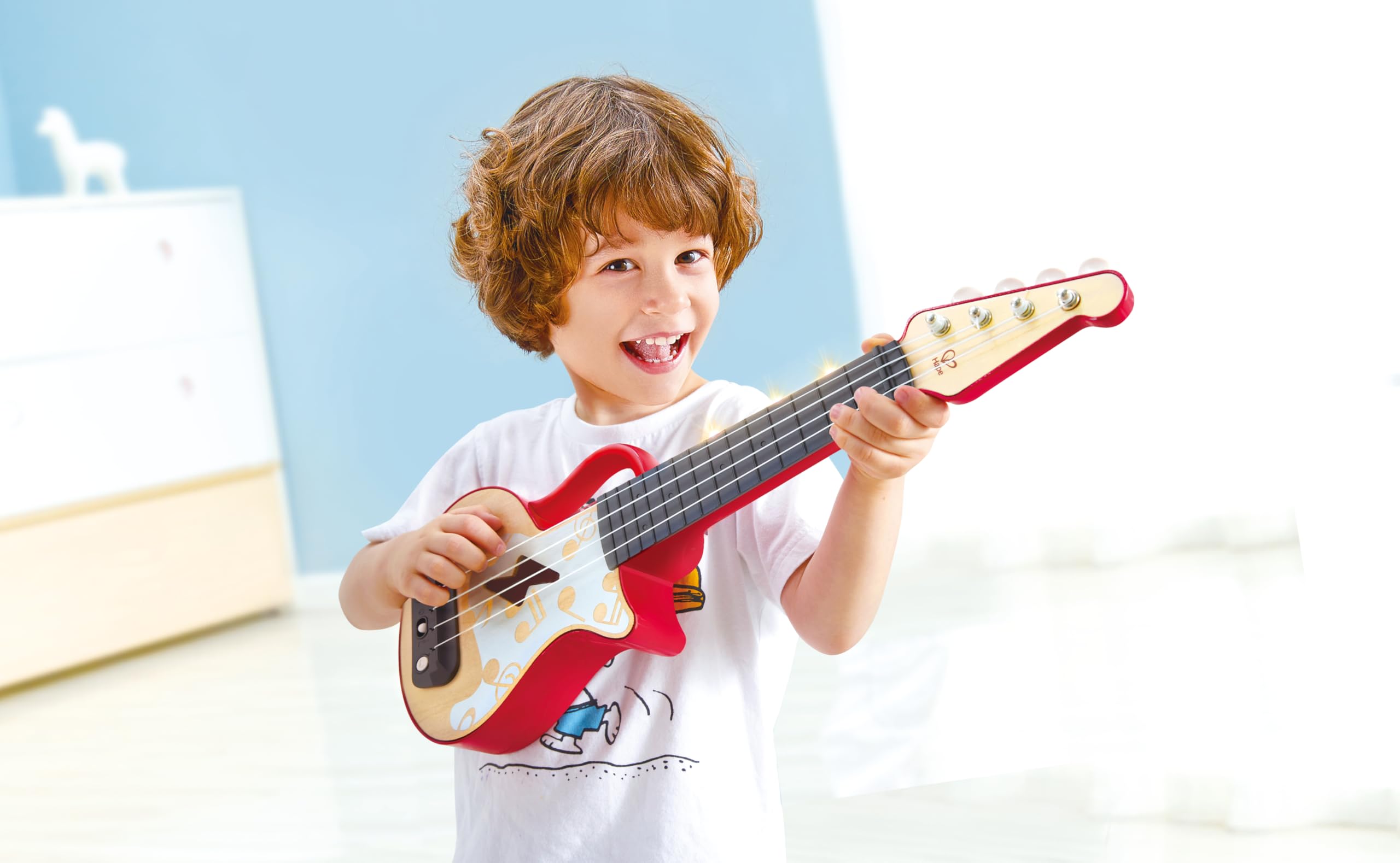 Hape Impara con le Luci ukulele giocattolo rosso 3 anni