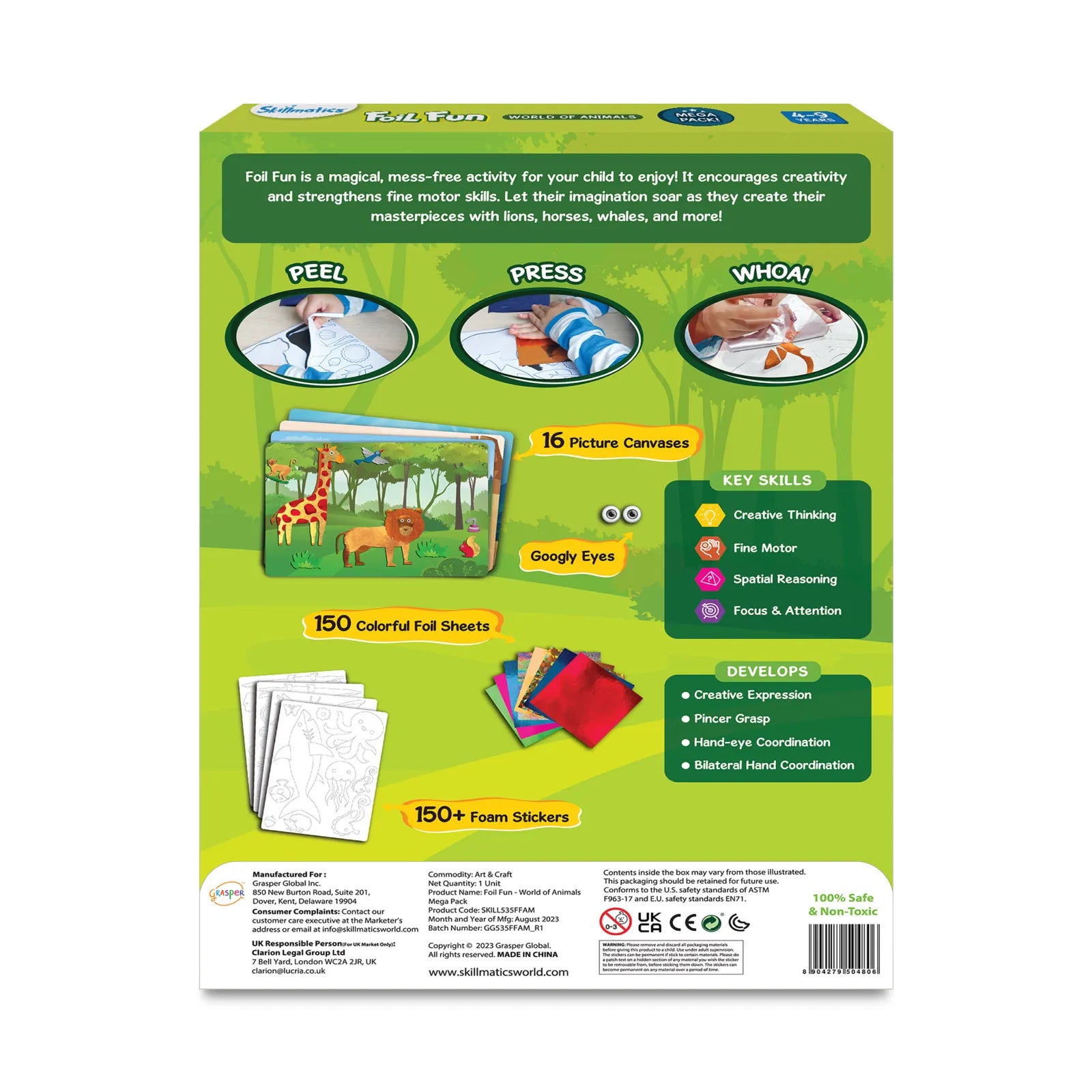 Skillmatics Foil Fun World of Animals kit foil animali