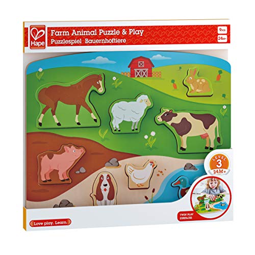 Hape E1454 Puzzle in Legno Animali Fattoria a Incastro