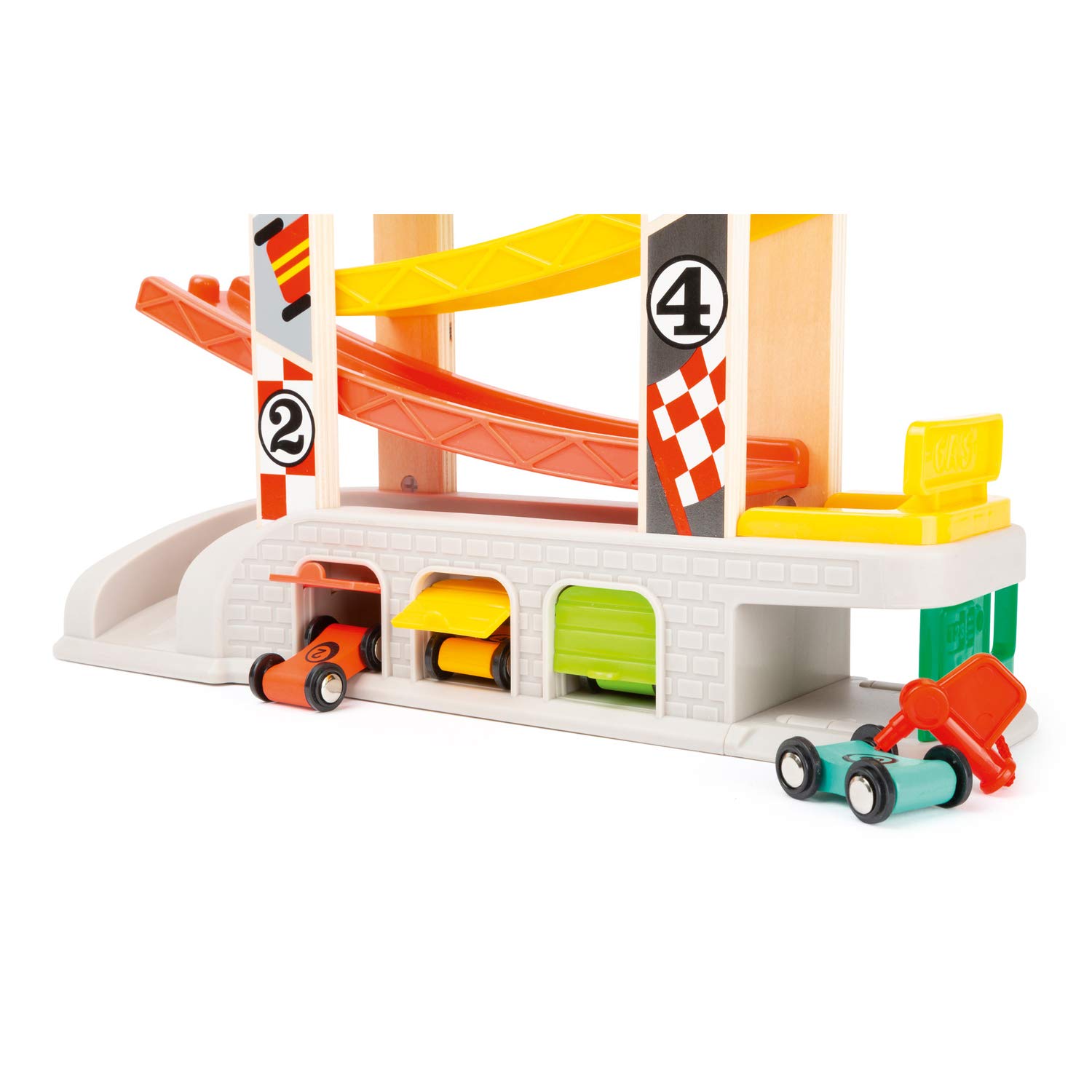 smallfoot 11361 pista con garage e 4 auto in legno