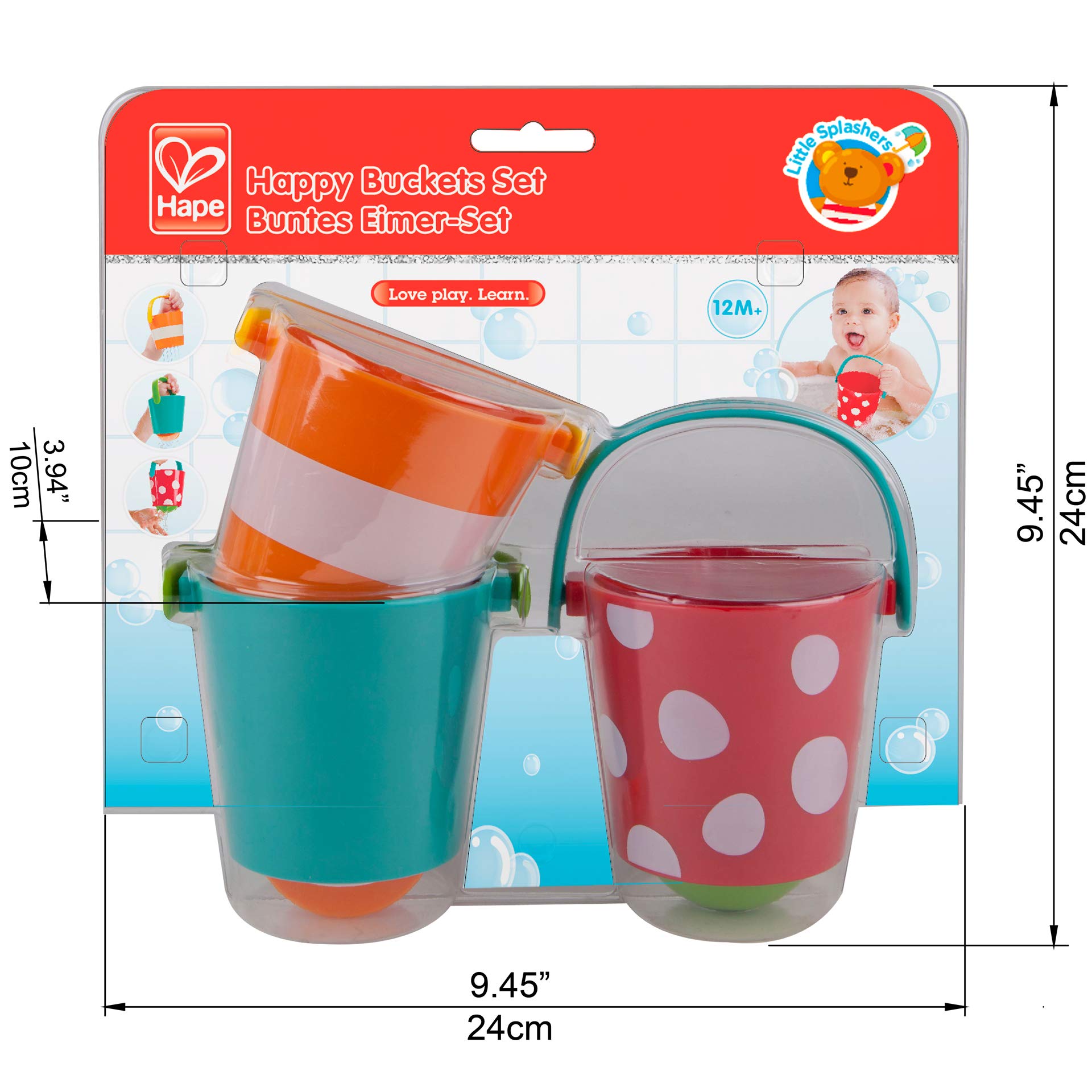 Hape Allegri Secchielli giochi bagnetto 3 pezzi 12M+
