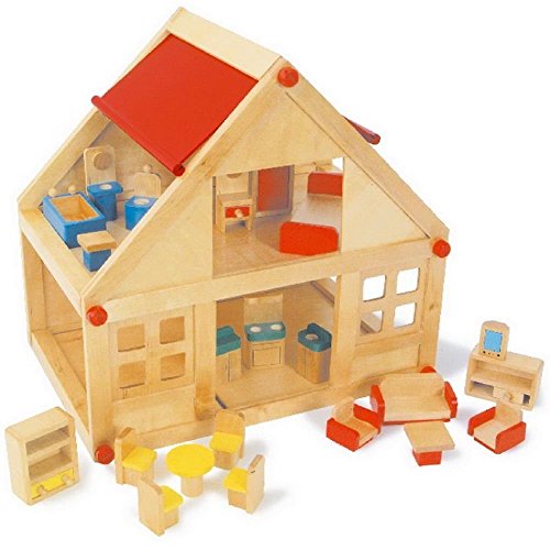small foot 7253 casa bambole legno 2 piani con mobili
