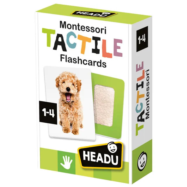 Headu Flashcards Tactile Montessori Carte 1-4 Anni Confezione da 1
