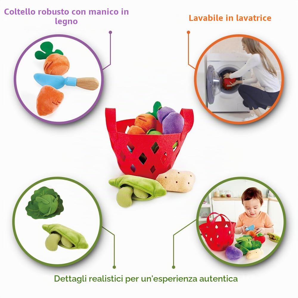 Hape E3167 cesto verdure gioco cucina feltro