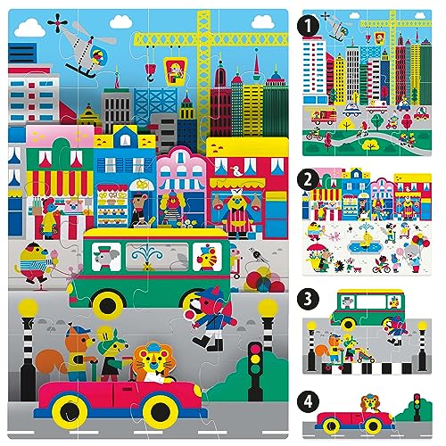 Headu Playrama The City MU55331 puzzle bambini 3-8 anni