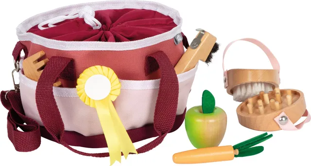 smallfoot 12705 set toelettatura cavallo borsa rossa 3 anni+