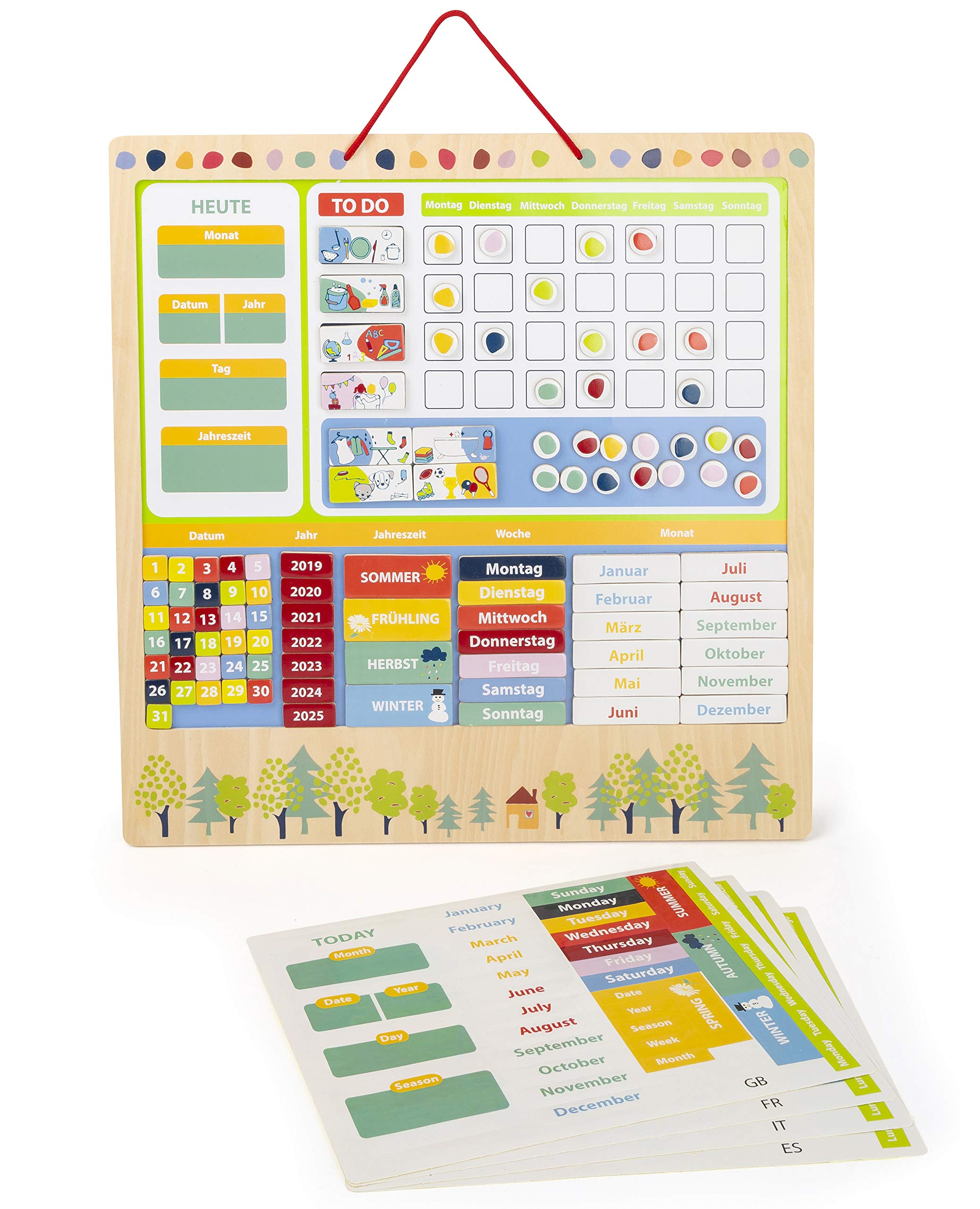 smallfoot 11460 Educate calendario magnetico legno 5 lingue