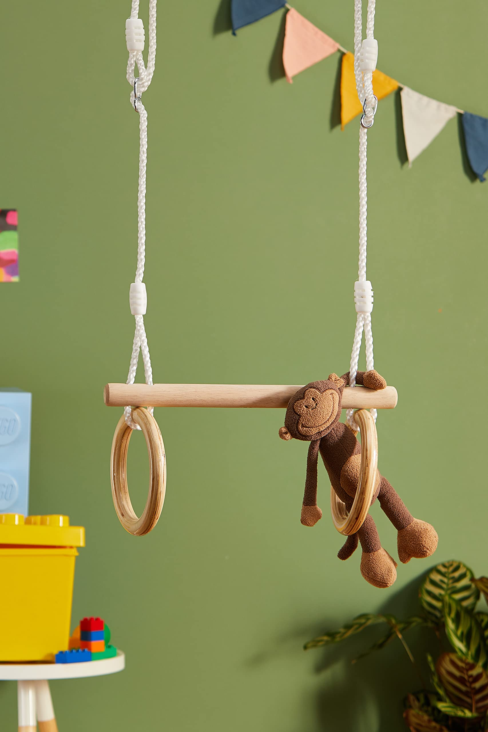 smallfoot 11909 trapezio con anelli legno regolabile