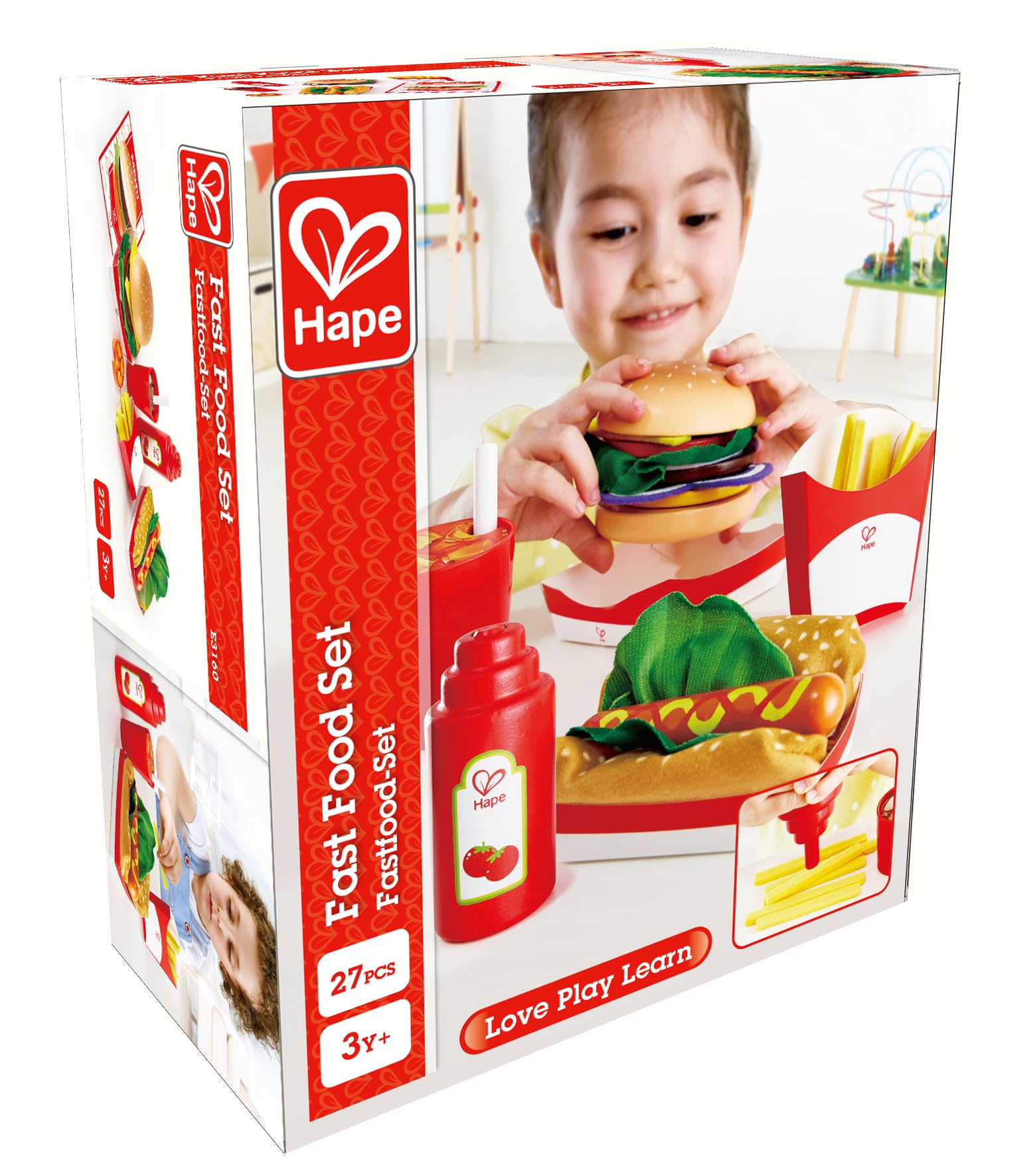 Hape Fast Food set cucina hamburger hot dog legno