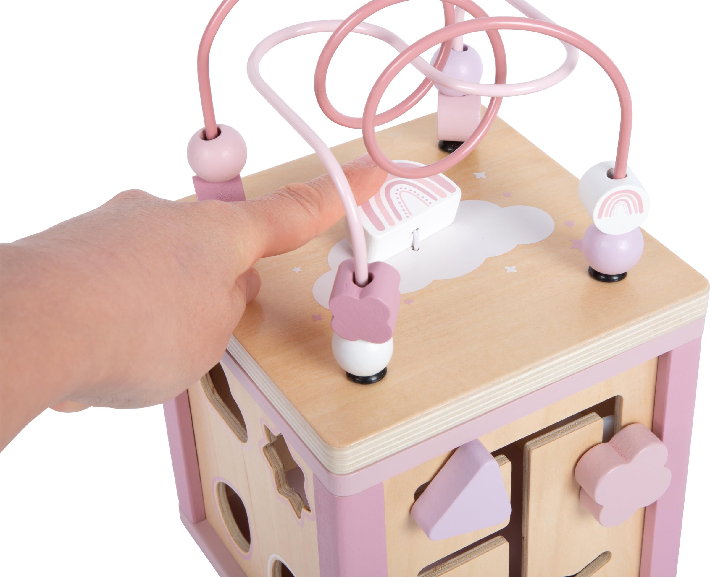 smallfoot 12803 dado motricità in legno rosa 5 giochi