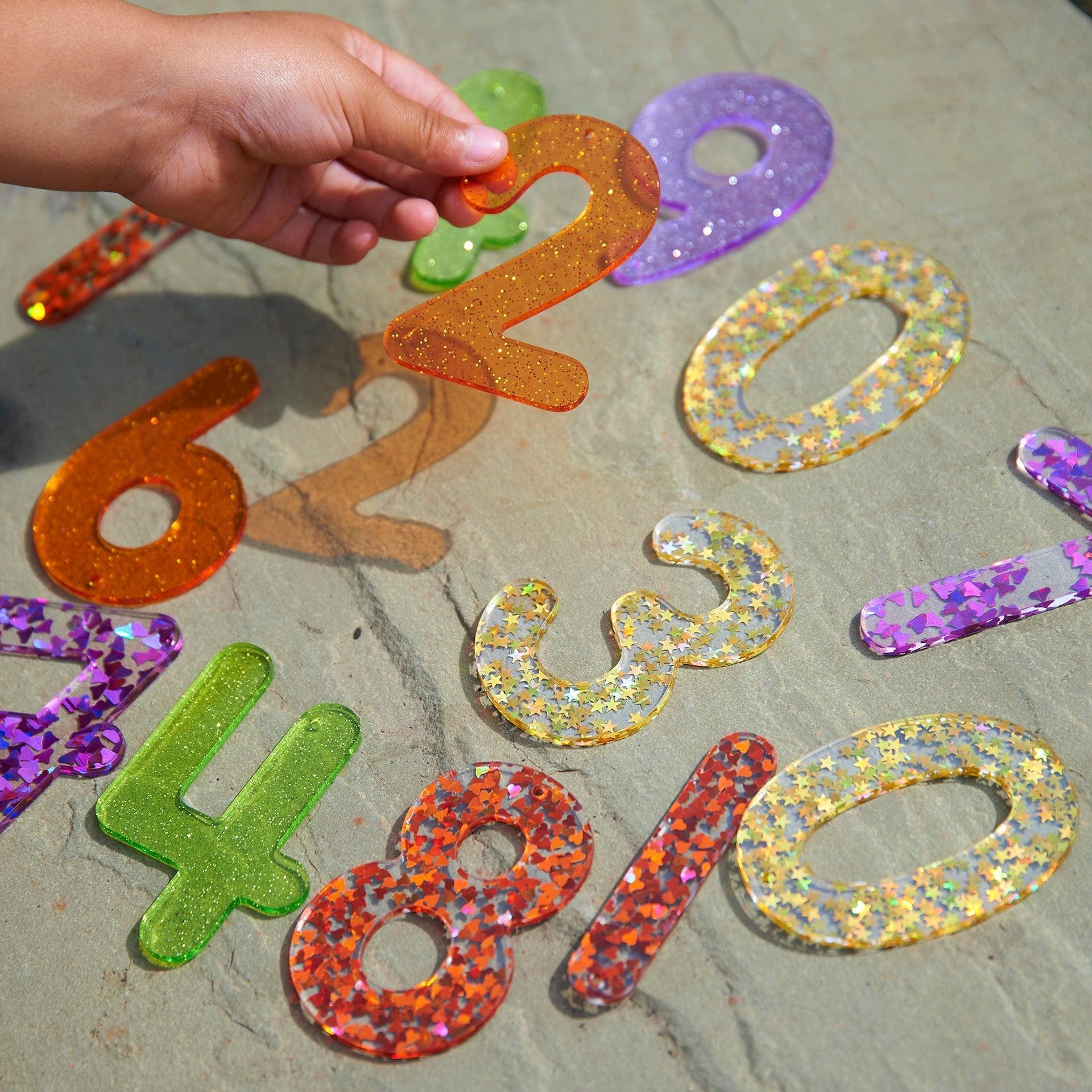 Tickit Rainbow Glitter Numbers numeri glitter 14 pezzi acrilico
