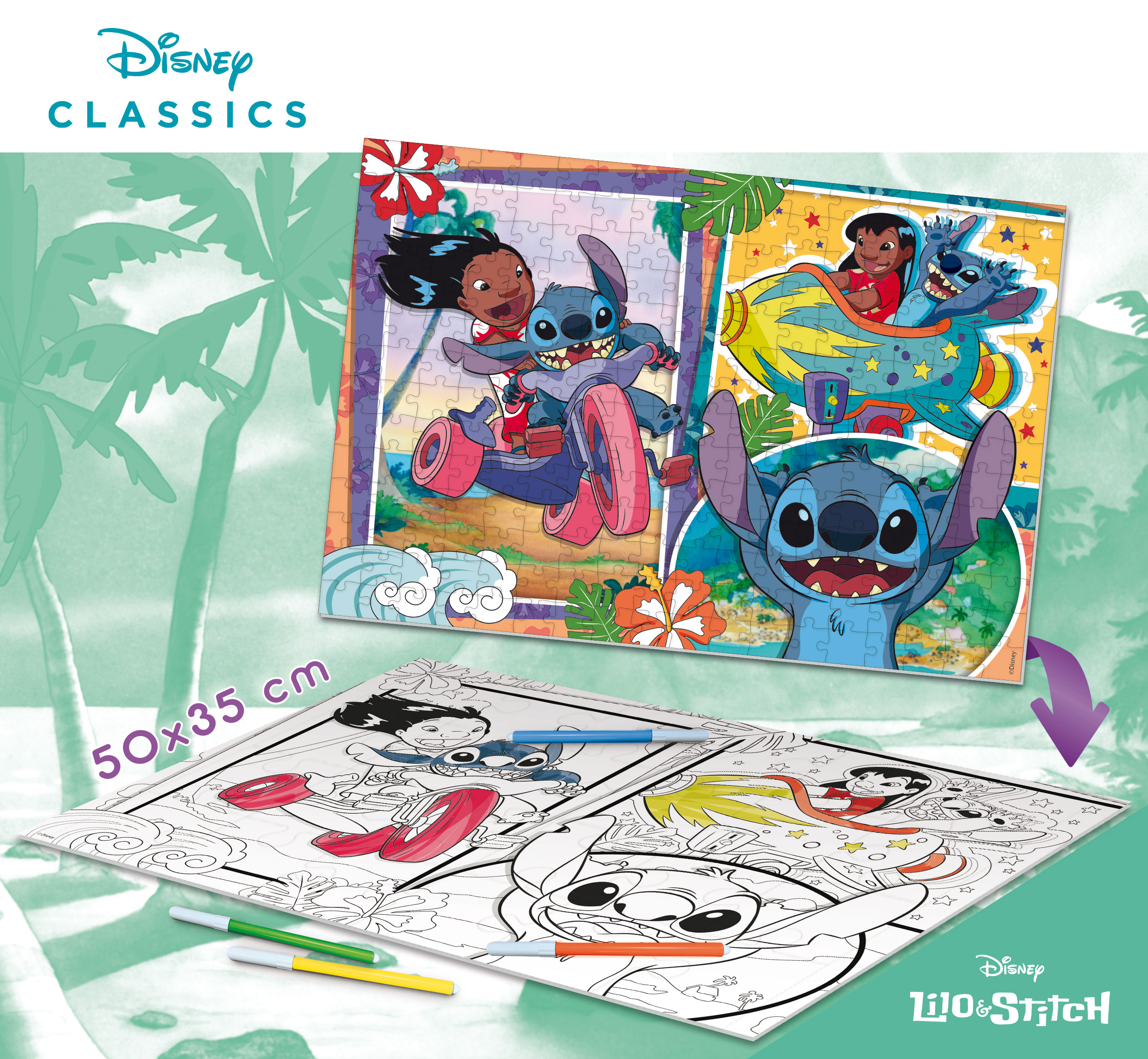 Lisciani Disney Puzzle DF Plus 250 puzzle Lilo & Stitch da colorare