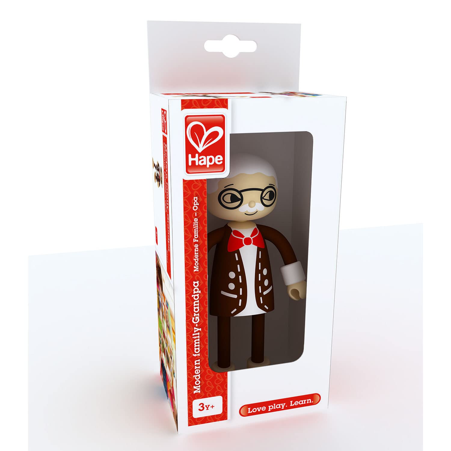 Hape Famiglia Moderna Nonno bambola legno arti flessibili