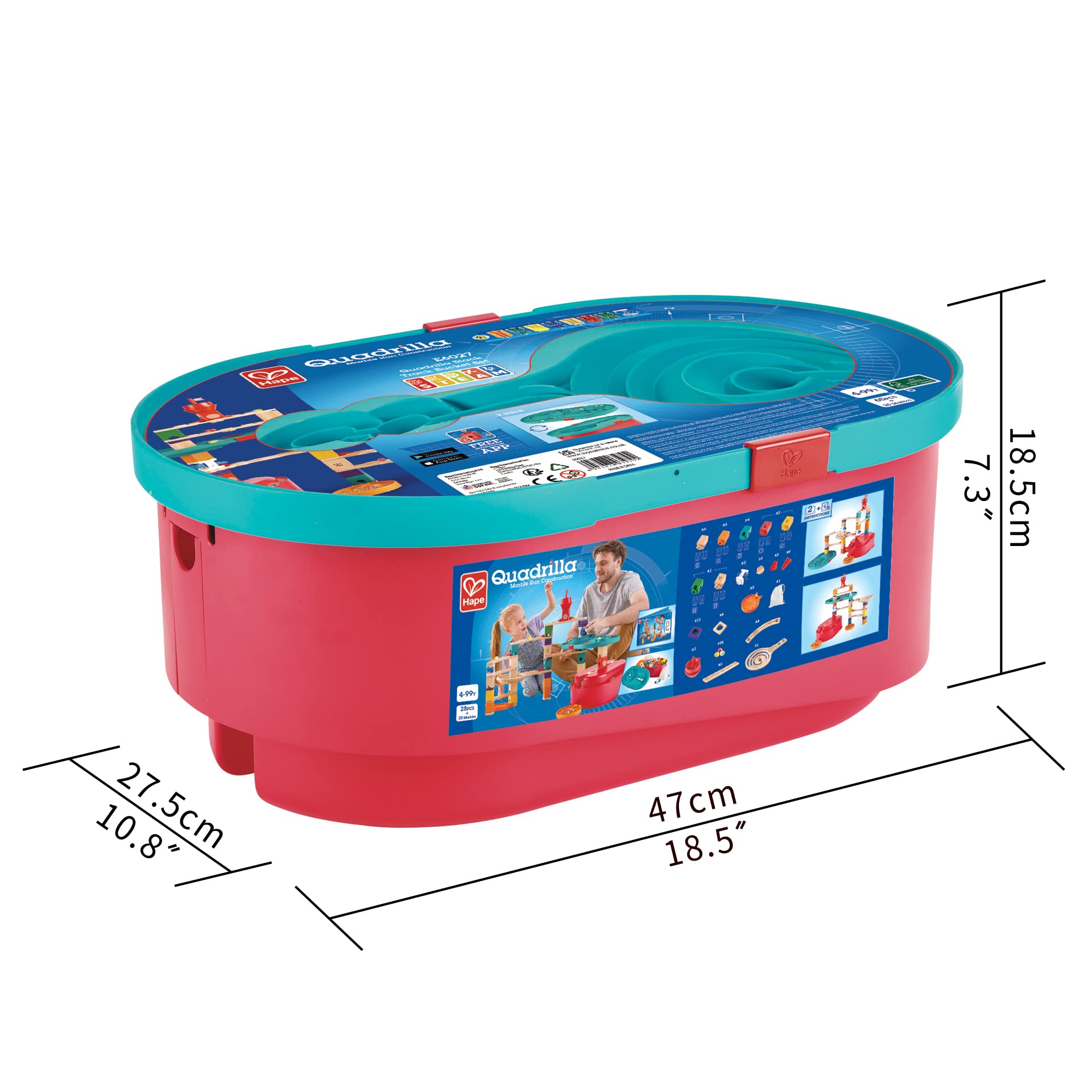 Hape Quadrilla pista biglie contenitori componibili legno