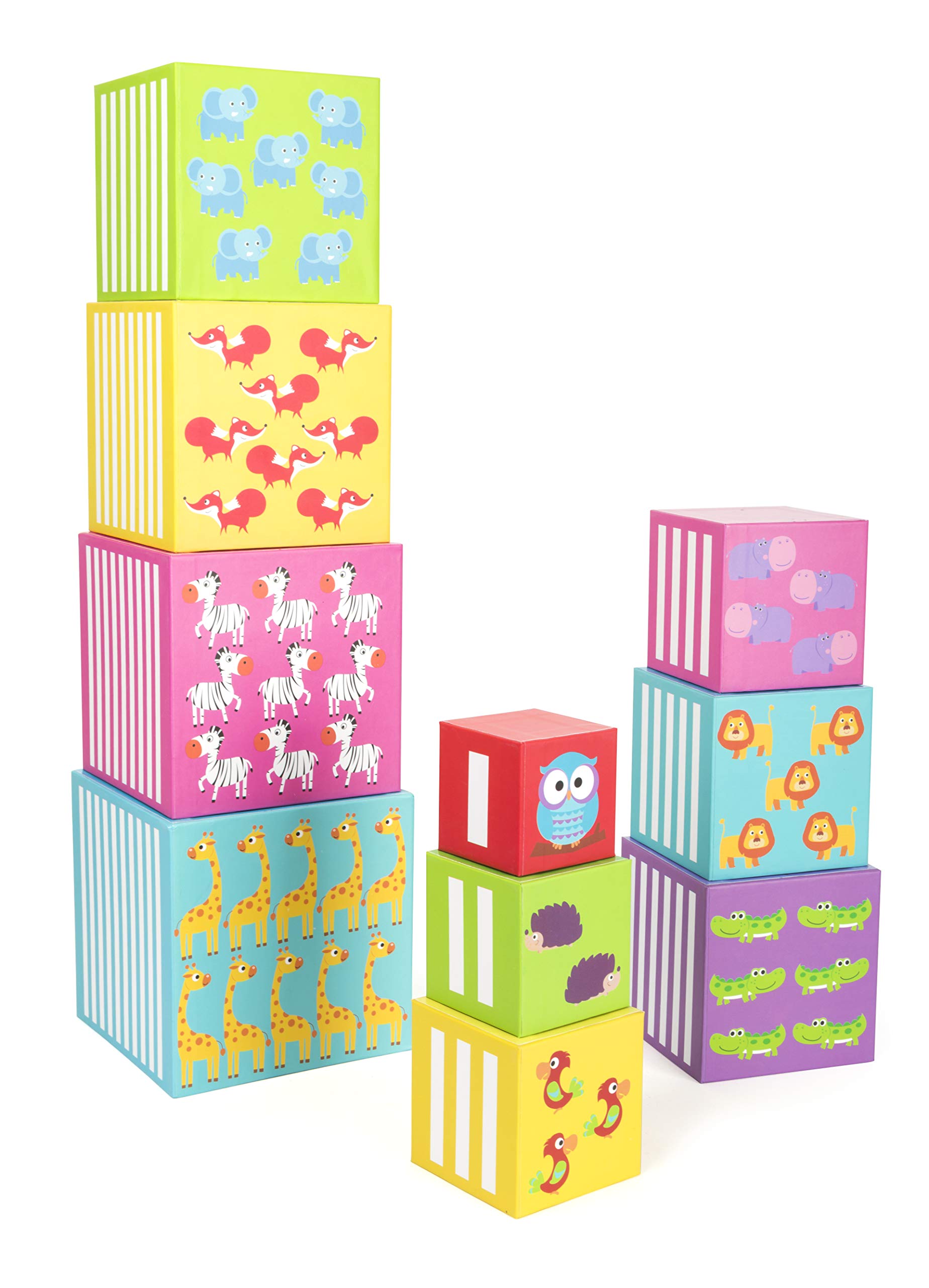 smallfoot 11205 cubi impilabili cartone 10 pezzi animali