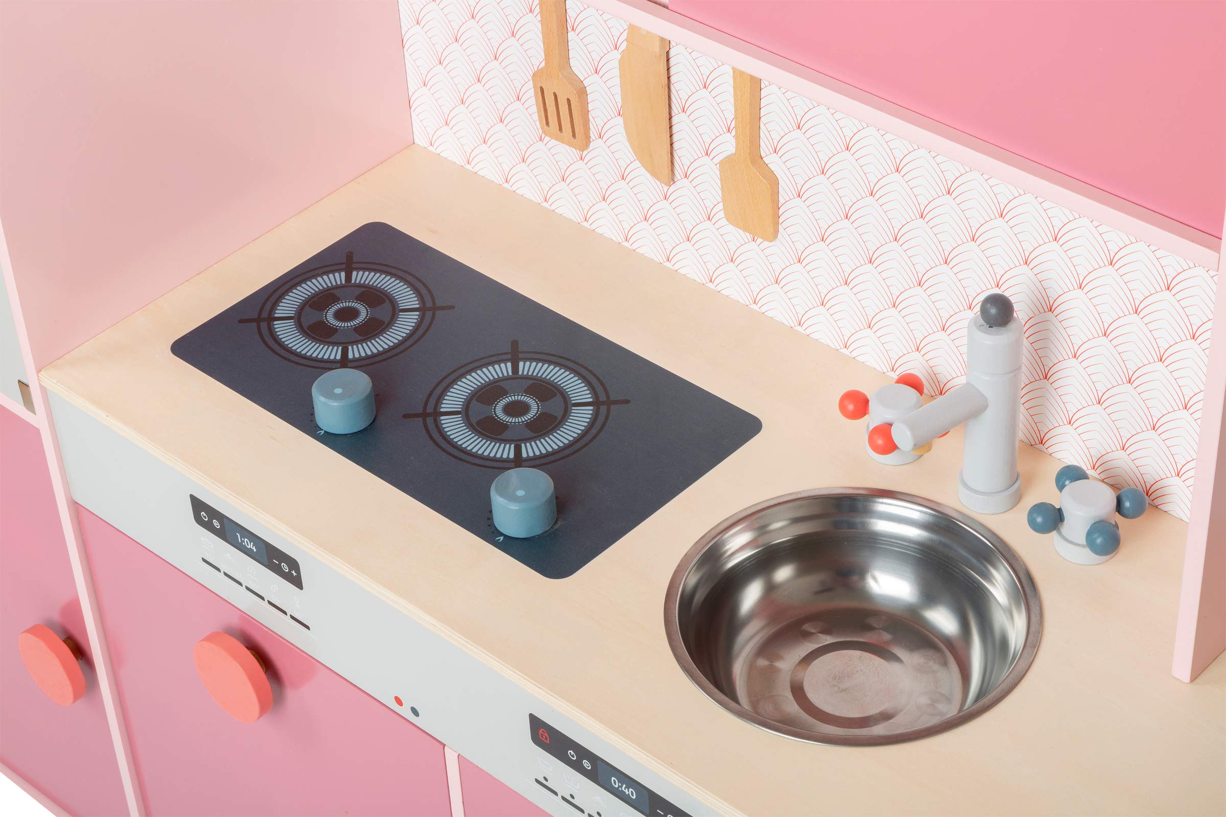 smallfoot 11465 cucina bambini legno rosa retrò