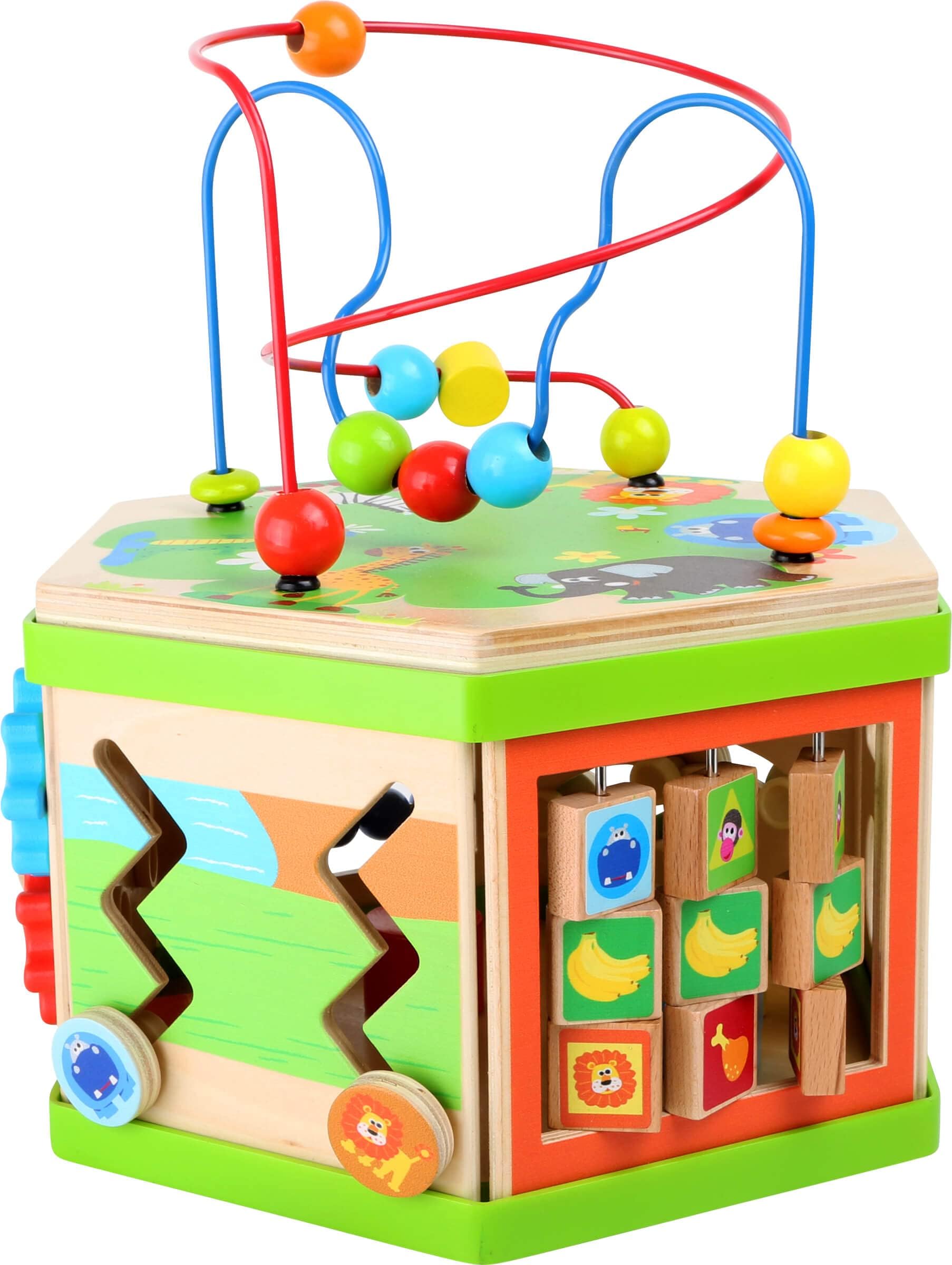 smallfoot 4244 Cubo Motorio Safari gioco legno animali