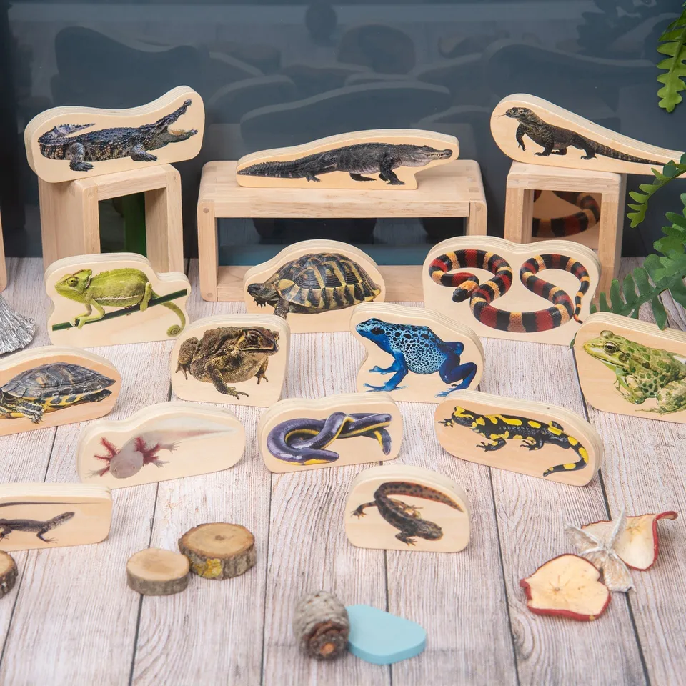 Tickit Reptile Amphibian Blocchi Legno 15 Pezzi Animali
