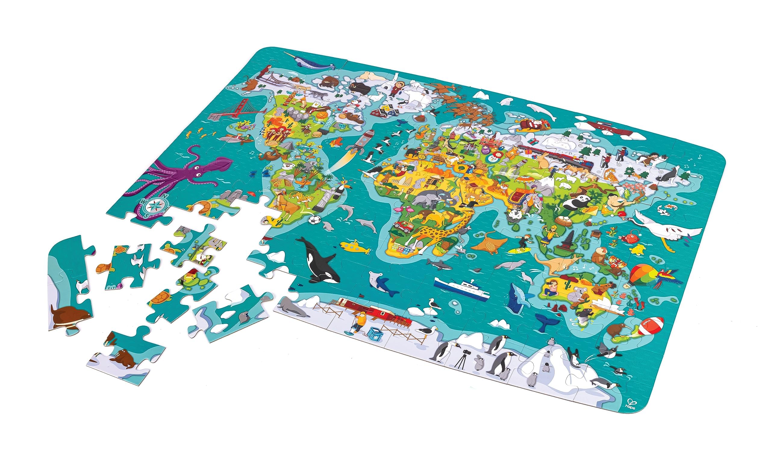 Hape Mappa del Mondo puzzle 100 pezzi dai 5 anni
