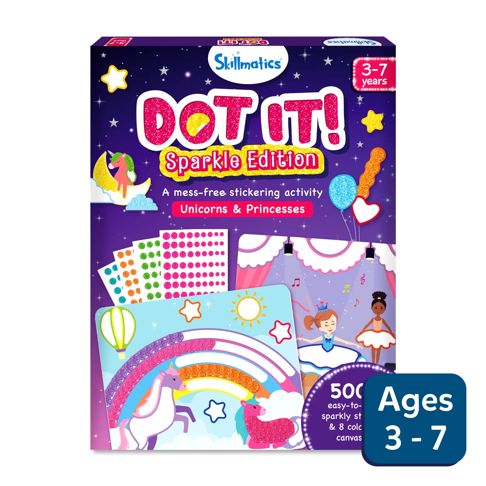 Skillmatics Dot It Unicorns Princesses sticker glitter 3-7 anni