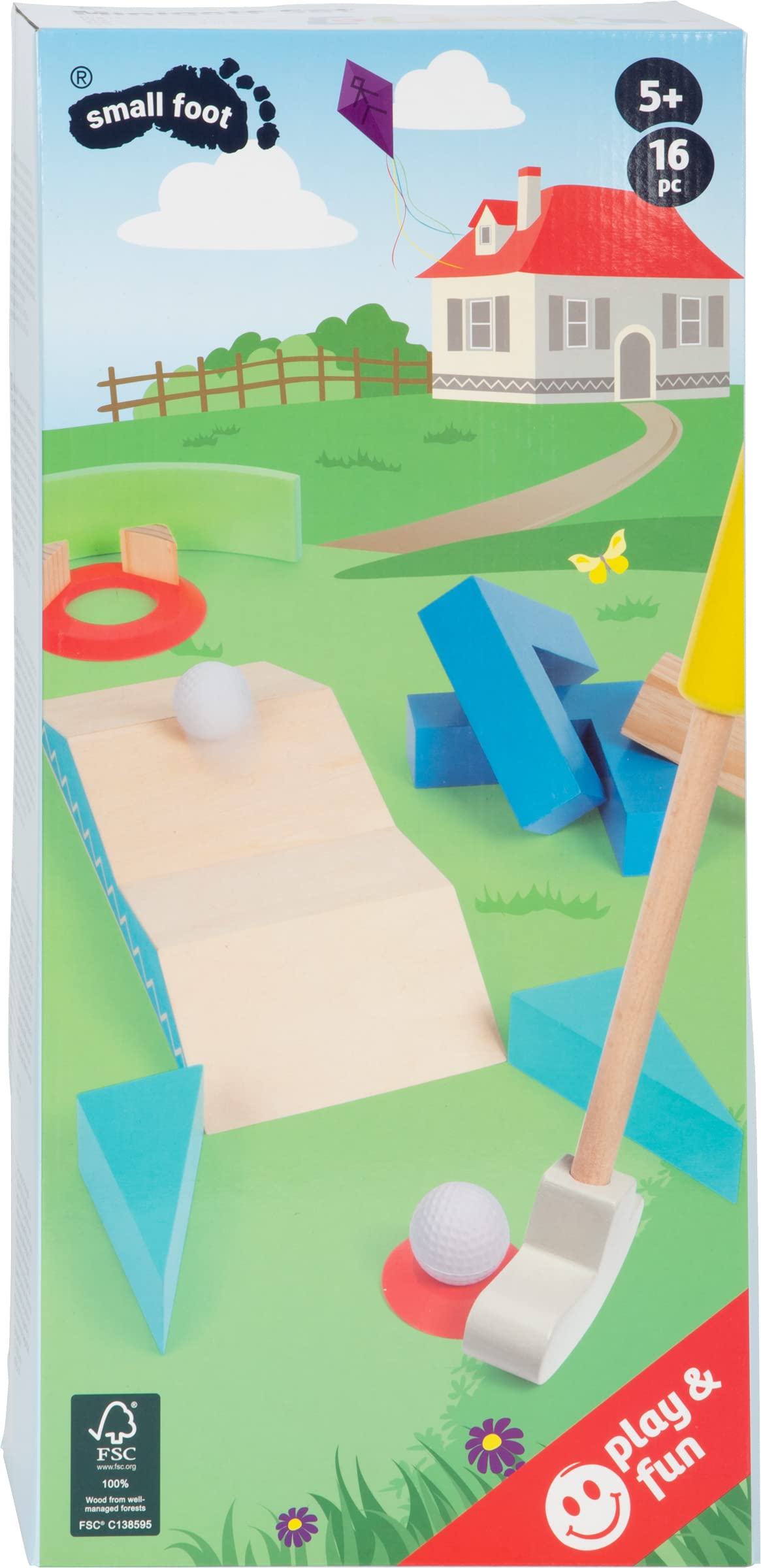 smallfoot Active set minigolf legno 3 mazze 10 ostacoli