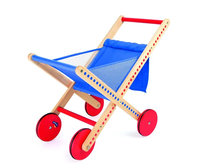 smallfoot 10428 carrello spesa pieghevole legno blu
