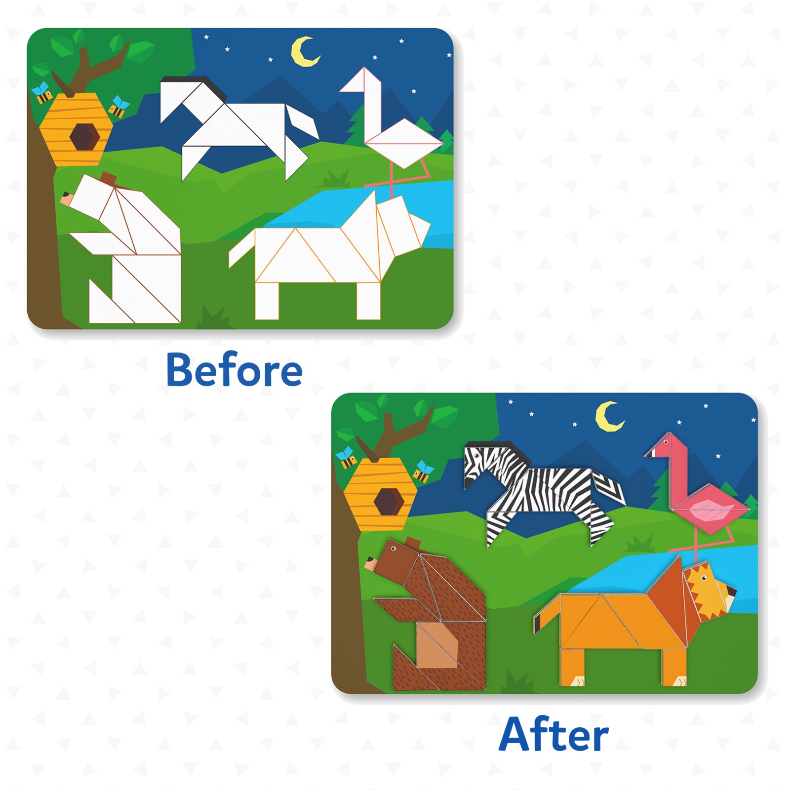 Skillmatics Tangram Twist Amazing Animals puzzle adesivi 4-7 anni