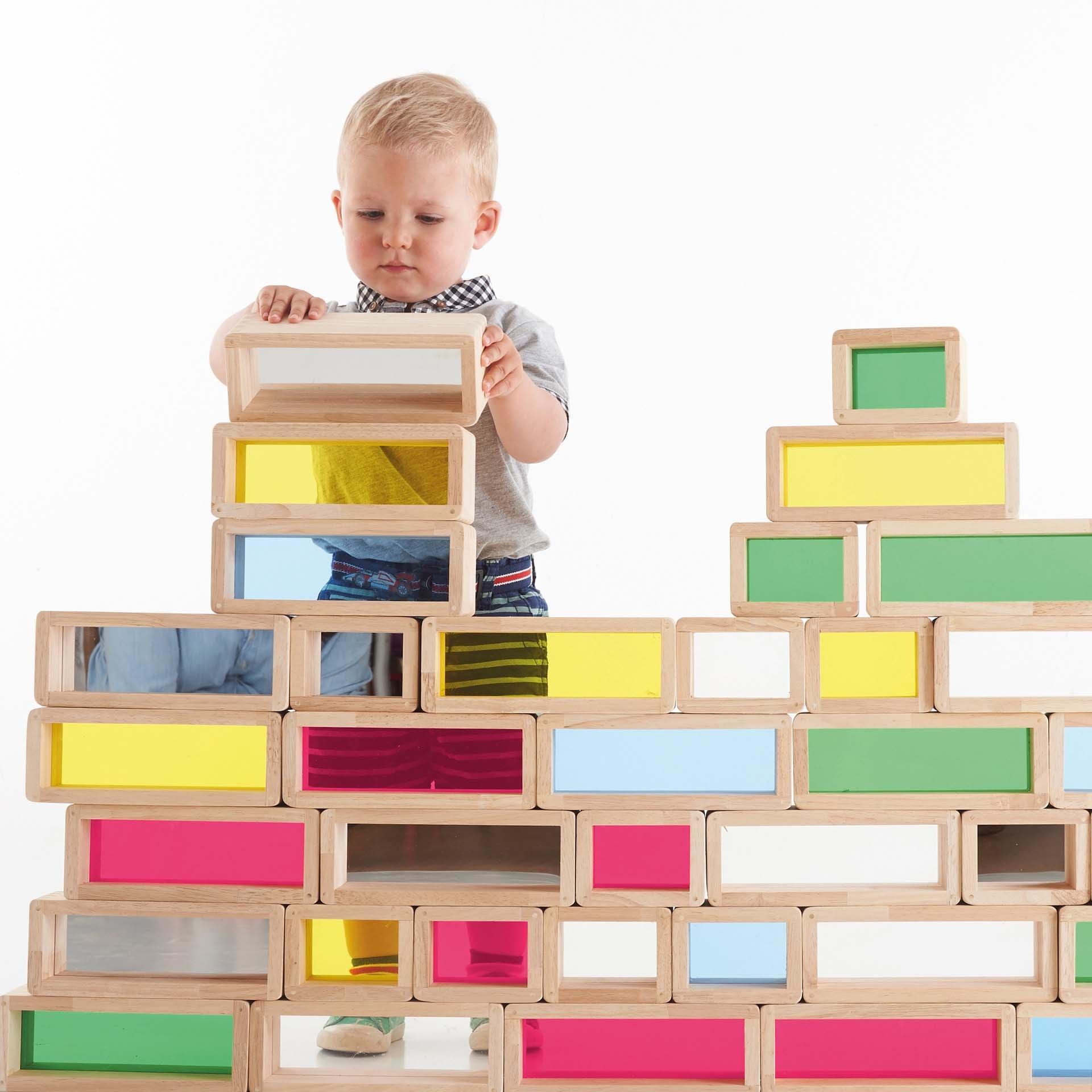 Tickit Rainbow Bricks mattoncini legno 36 pezzi sensoriali