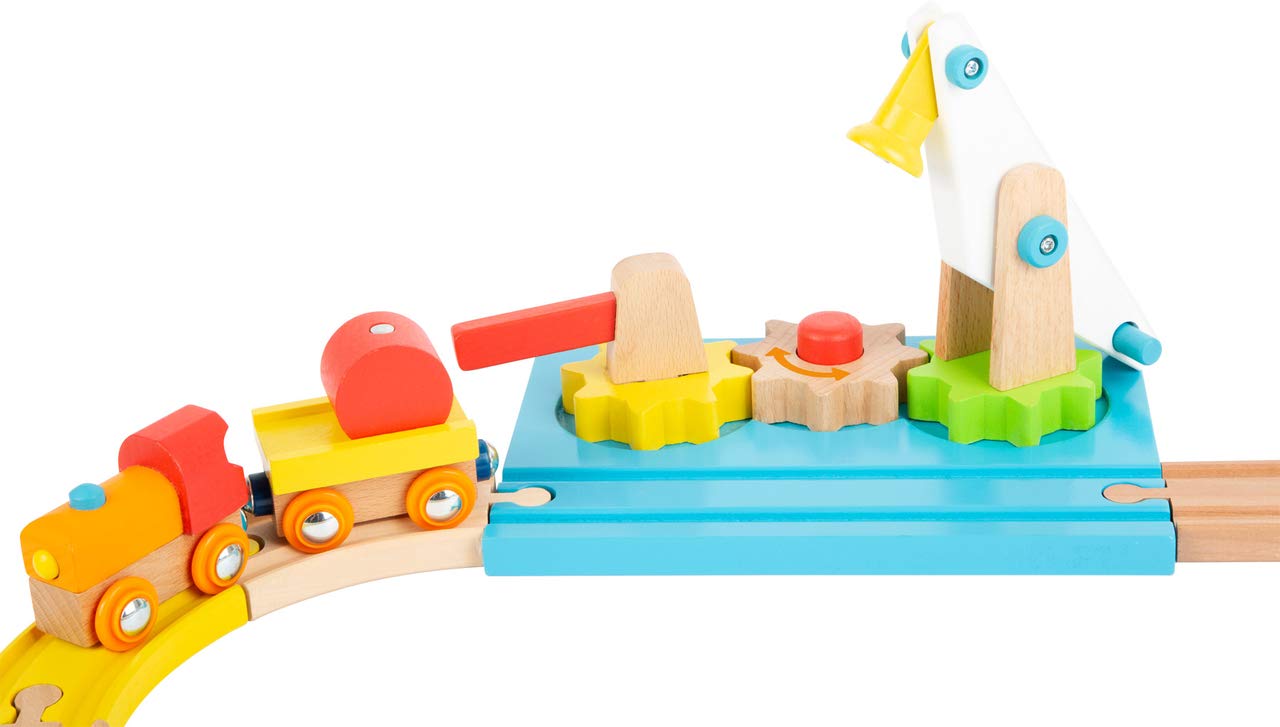smallfoot 11494 treno in legno con gru 16 pezzi