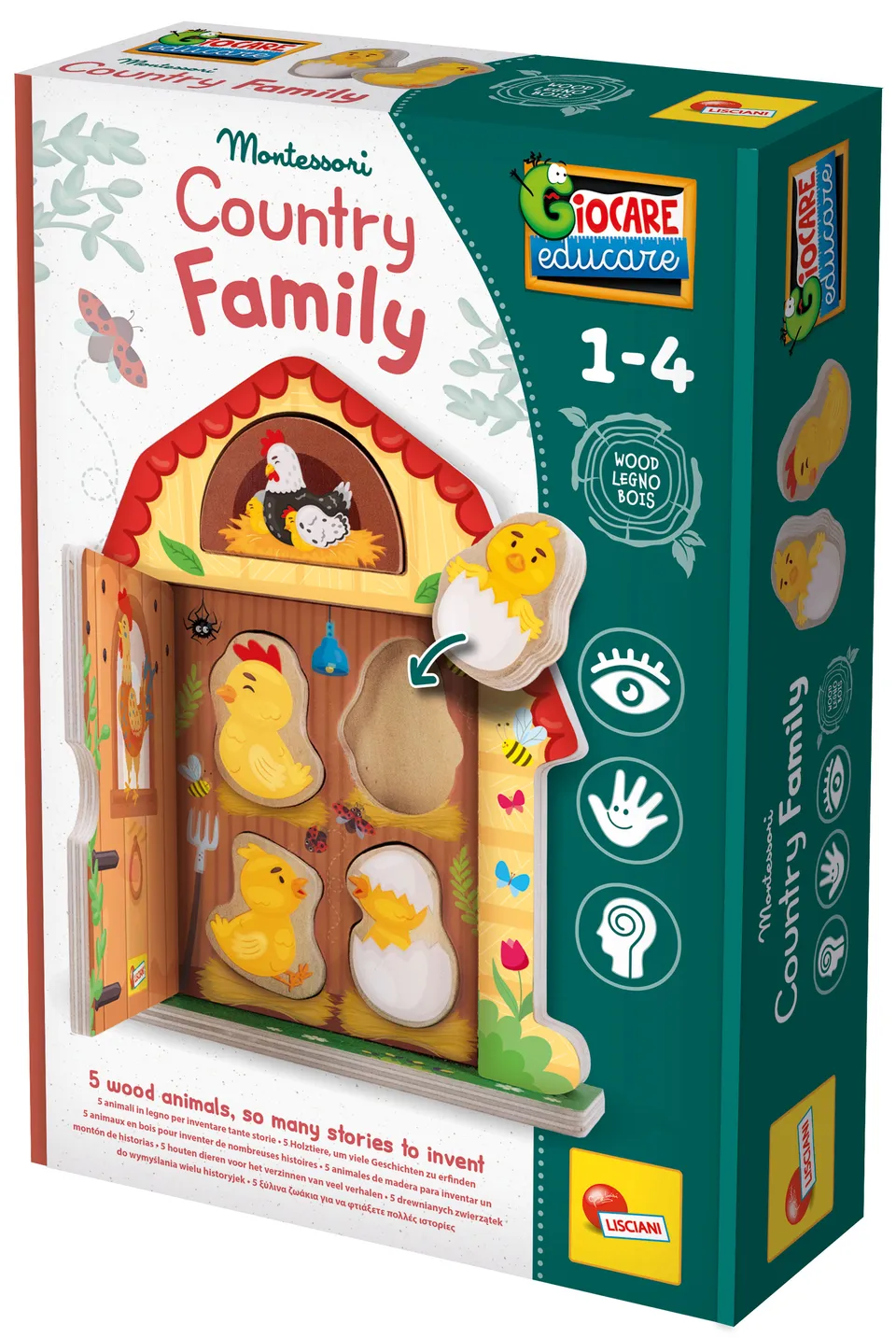 Lisciani Montessori Legno Country Family gioco legno autocorrettivo