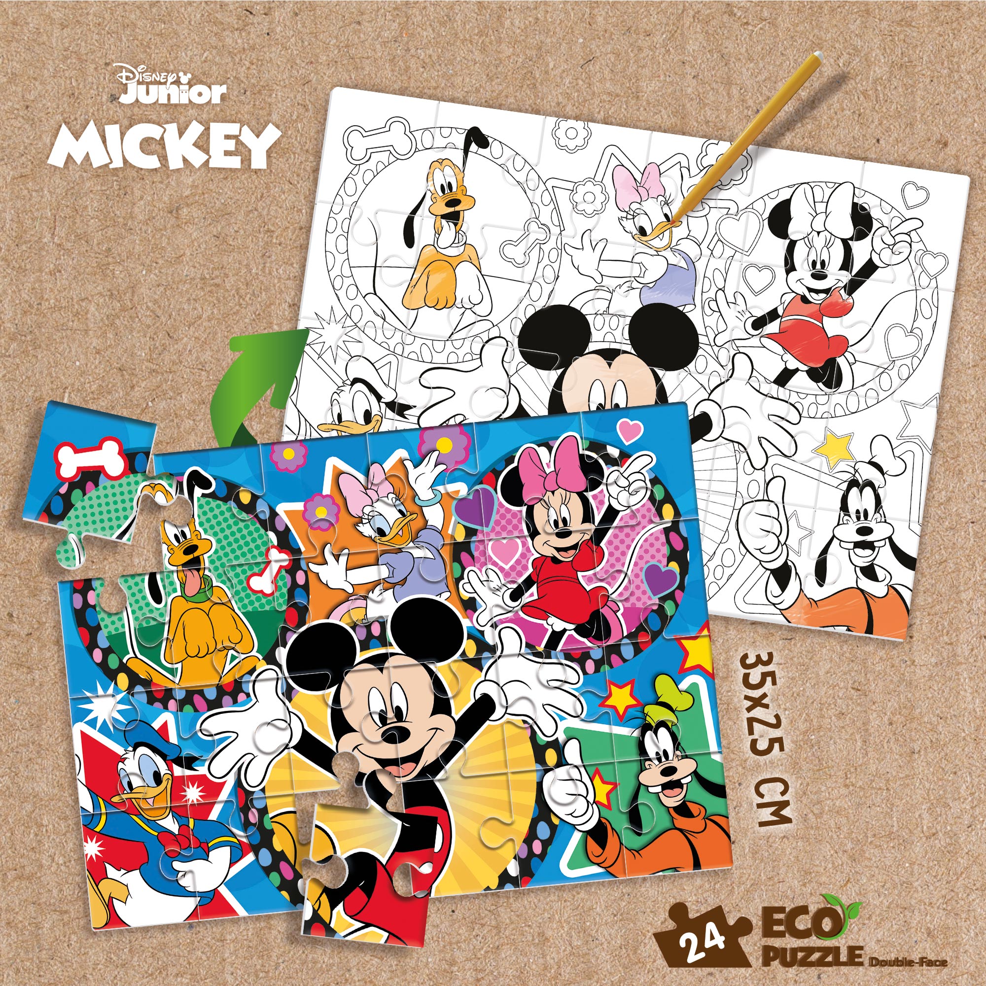 Lisciani Disney Eco-Puzzle Mini 24 puzzle Mickey da colorare