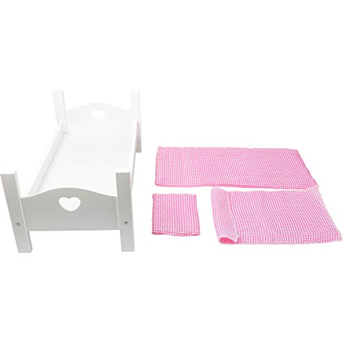 Smallfoot letto per bambole legno con cuscino e cuori