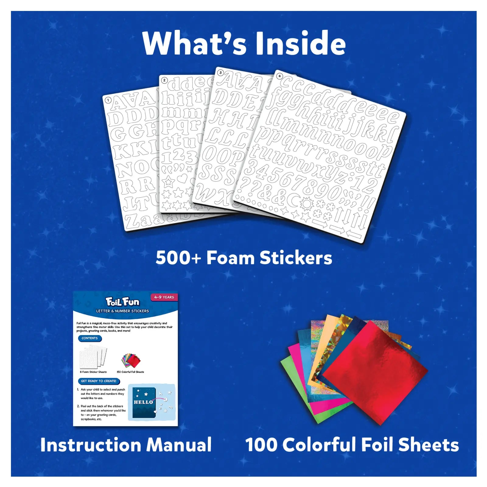 Skillmatics Foil Fun Letter & Number Stickers kit foil da 5 anni