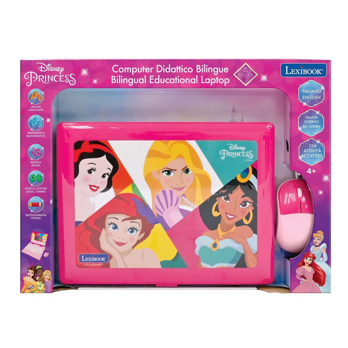 Lexibook Disney Princess laptop educativo inglese-italiano 164 attività