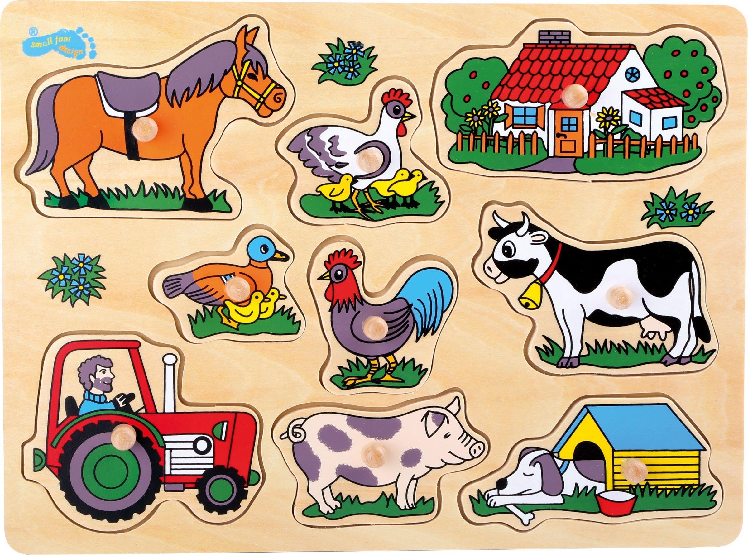 small foot 1767 puzzle fattoria in legno colori