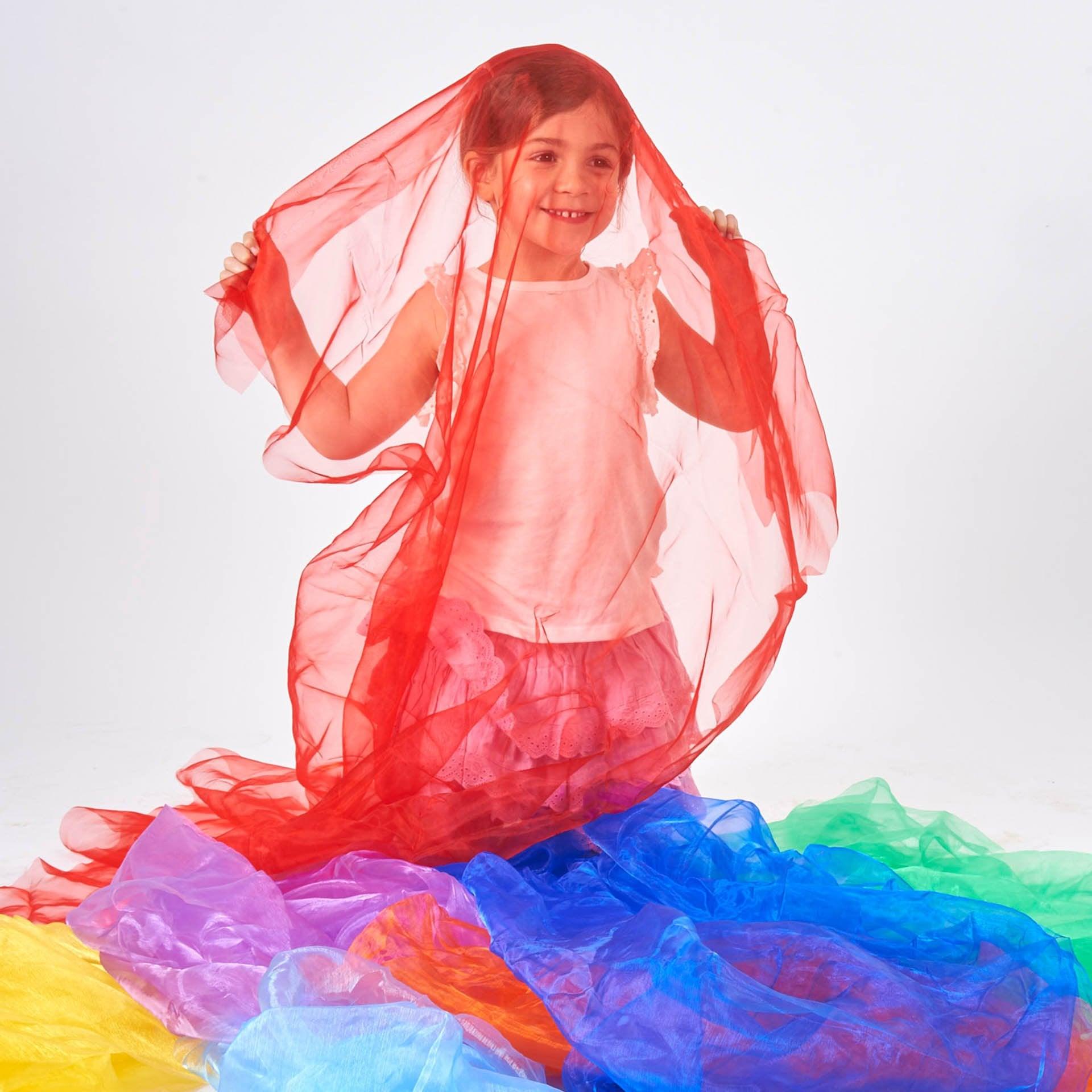 Tickit Rainbow Organza teli sensoriali arcobaleno 7 pezzi