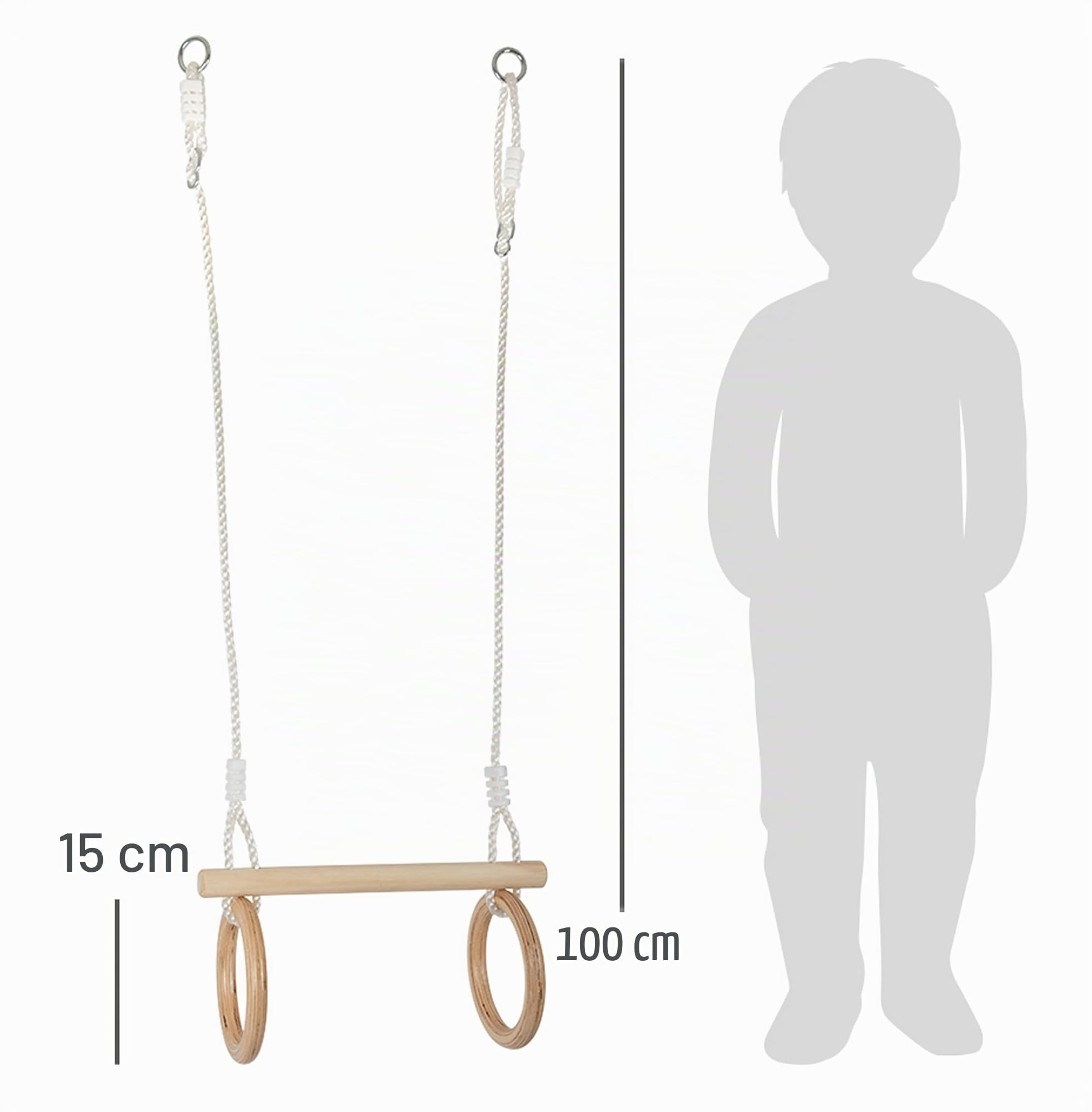 smallfoot 11909 trapezio con anelli legno regolabile