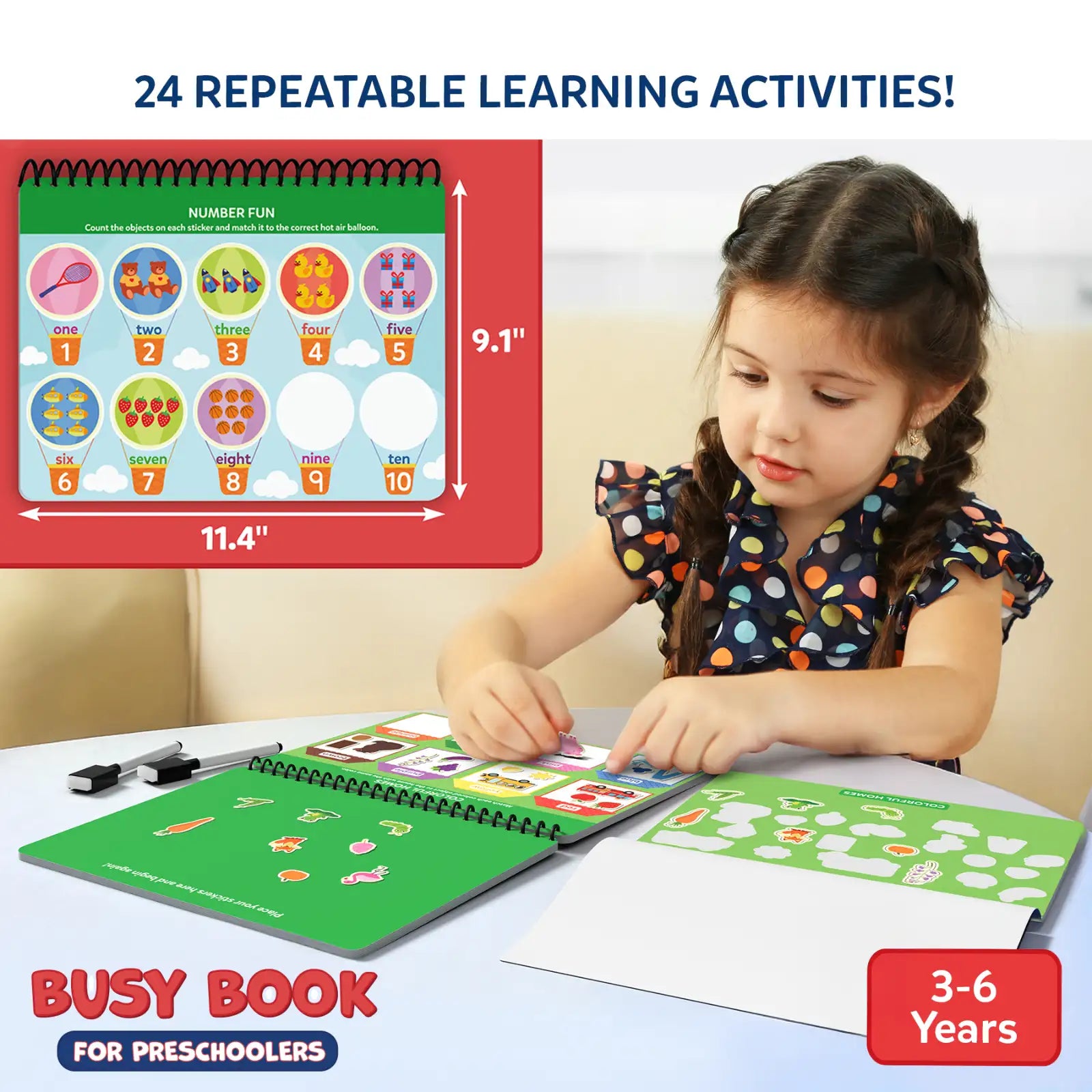Skillmatics Montessori Busy Book libro attività 150 sticker