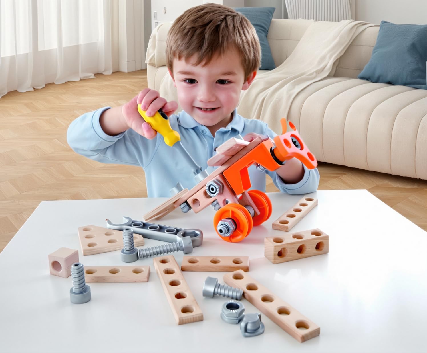 Hape Junior Inventor kit costruzioni legno 42 pezzi 4 anni