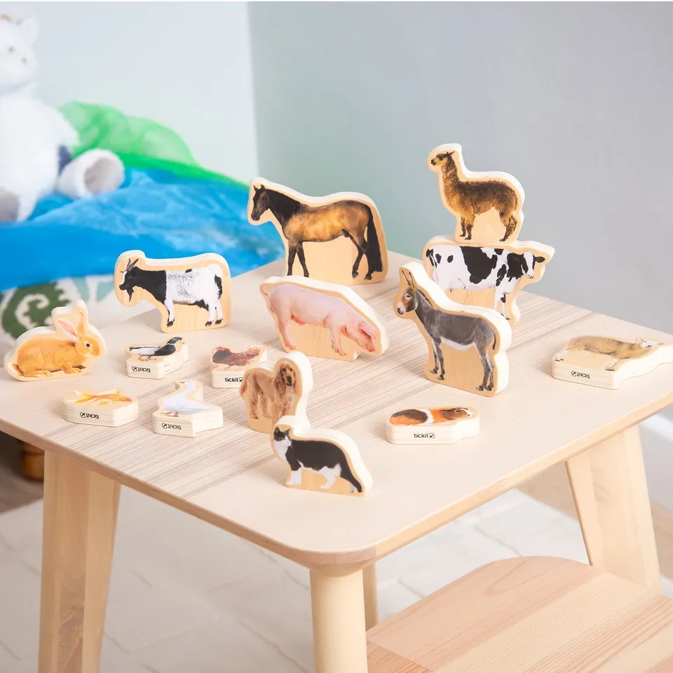 Tickit Wooden Domestic blocchi animali 15 pezzi