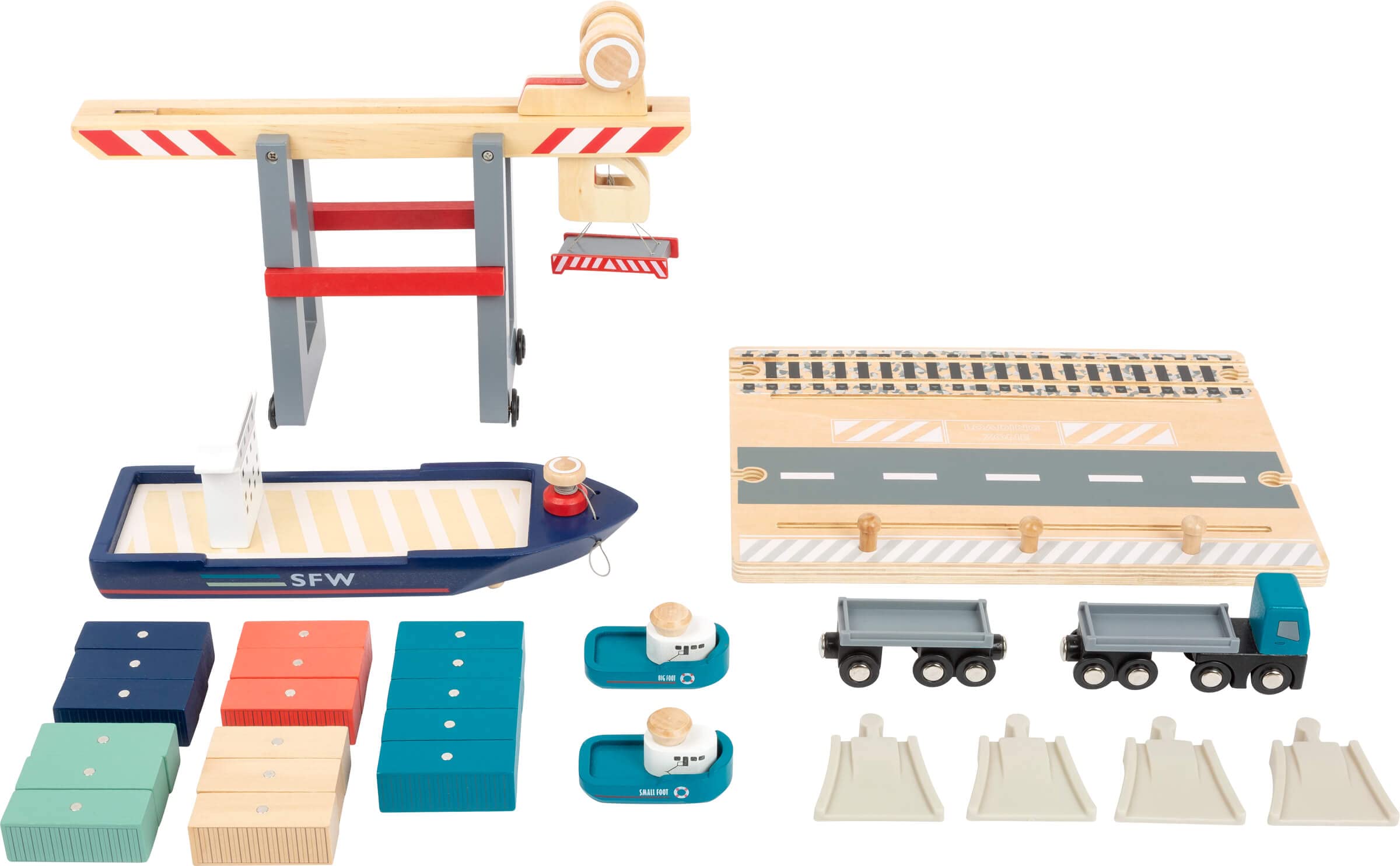 small foot 11378 Terminale Container gioco legno nave e camion